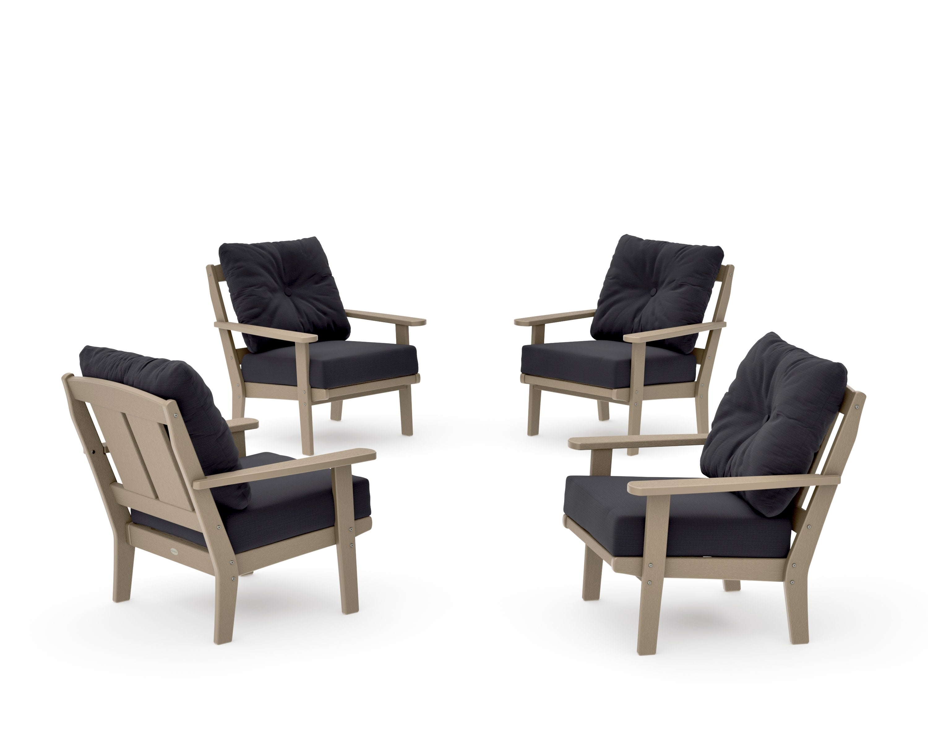 Mission 5-Piece Deep Seating Set with Fire Pit Table in Vintage Sahara / Midnight Linen