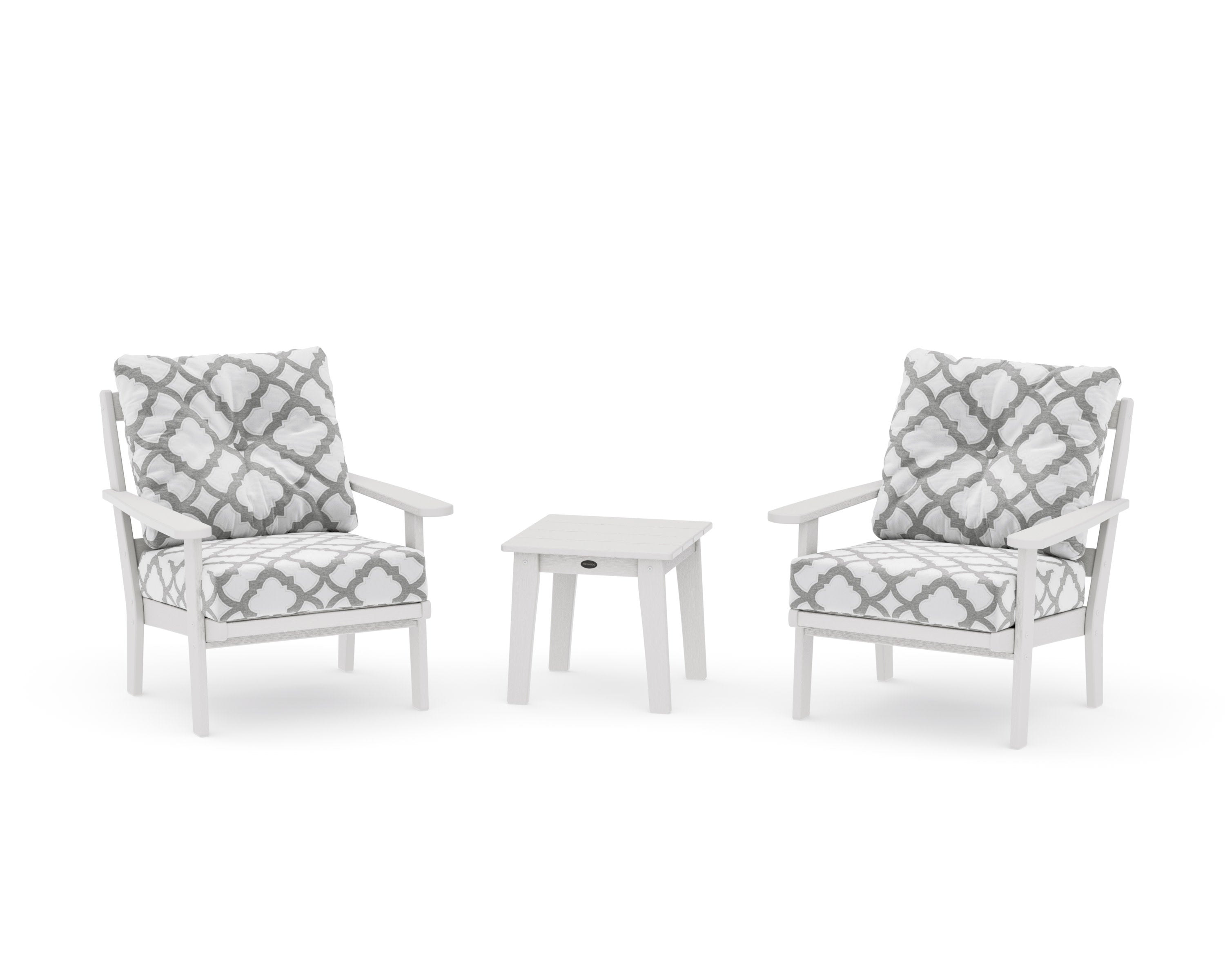 Mission 3-Piece Deep Seating Set in Vintage White / Trellis Grey Mist
