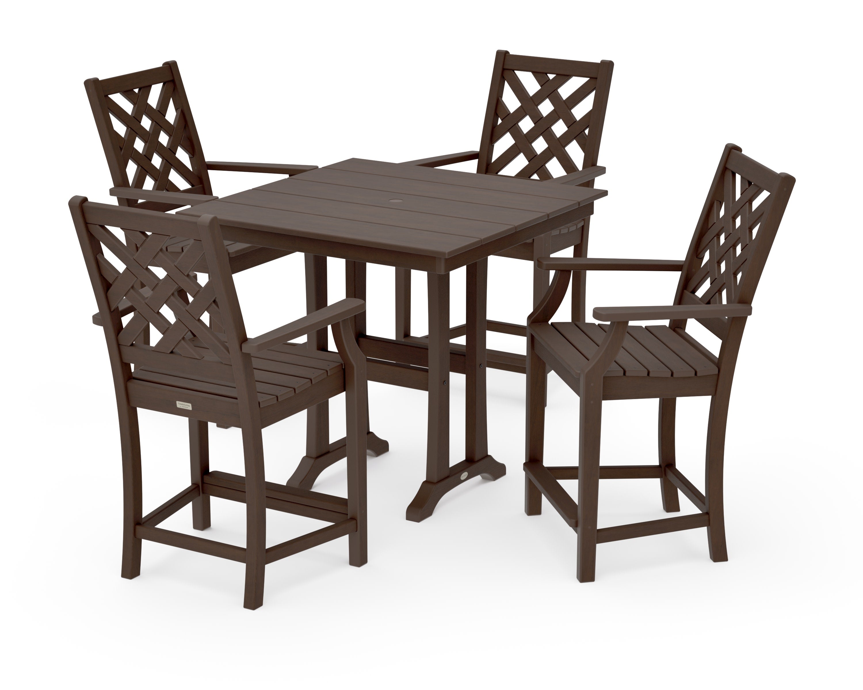Wovendale 5-Piece Farmhouse Counter Set with Trestle Legs in Kona
