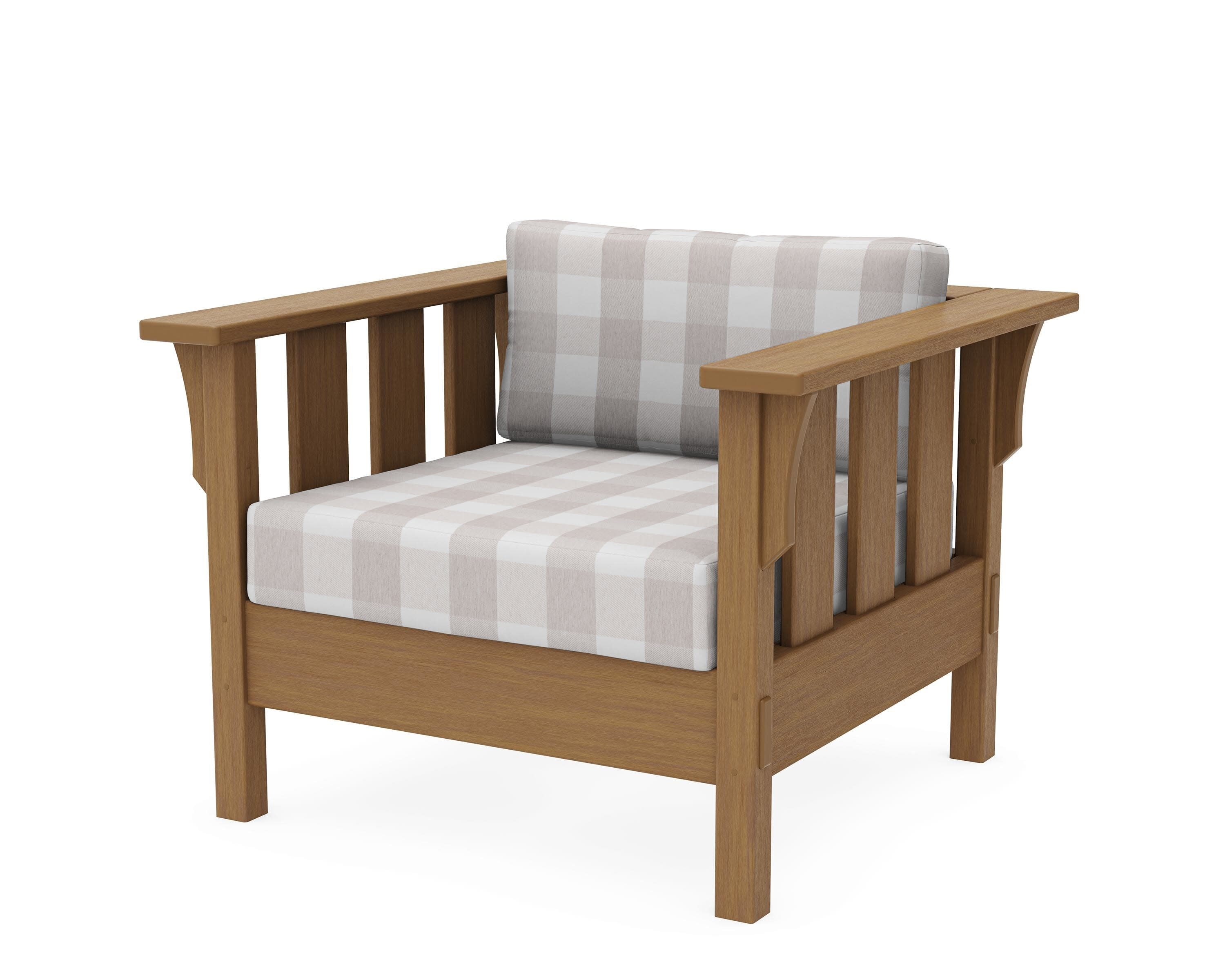 Acadia Deep Seating Chair in Natural / Buffalo Plaid Dune Burlap