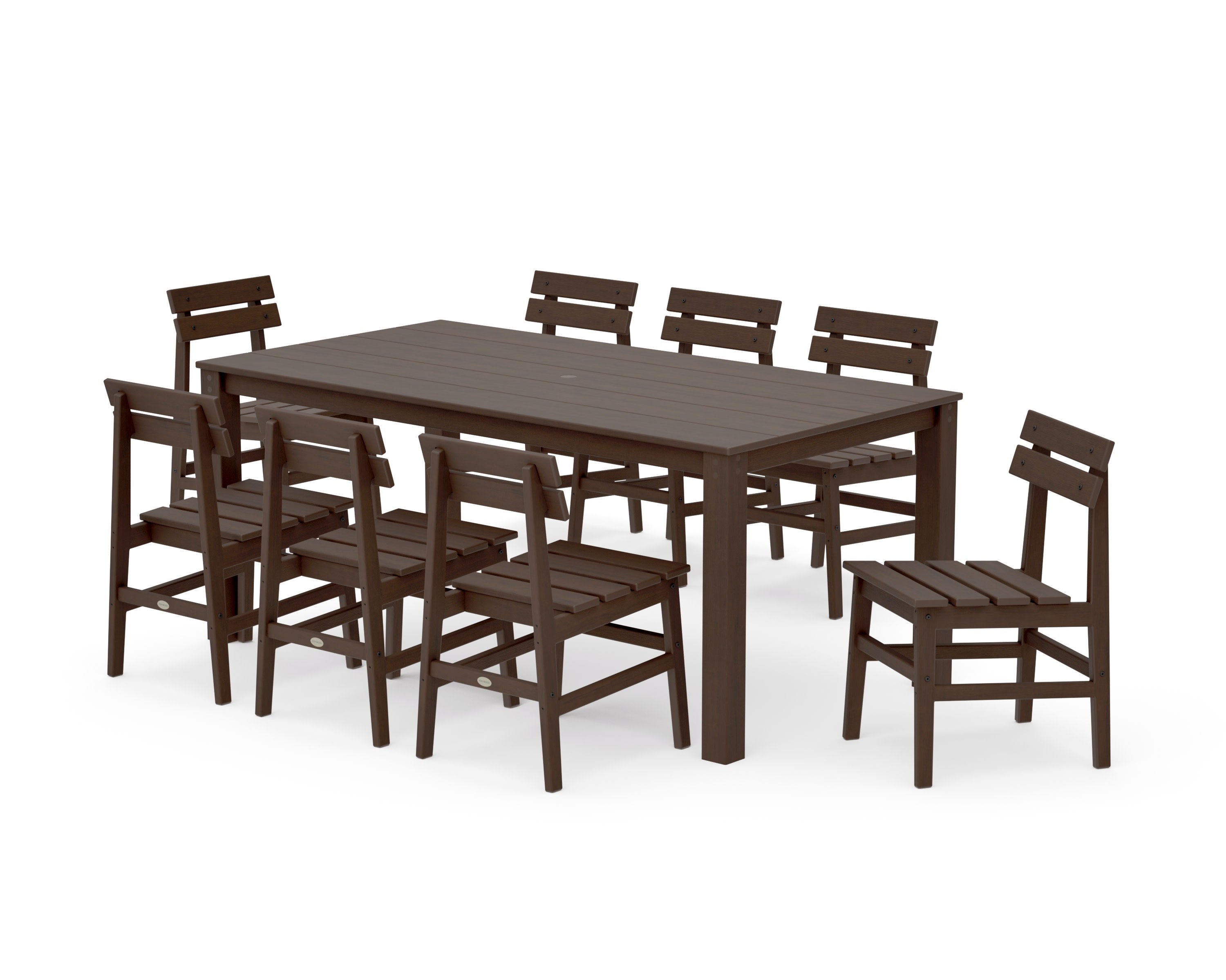 Modern Studio Plaza Chair 9-Piece Parsons Dining Set in Kona