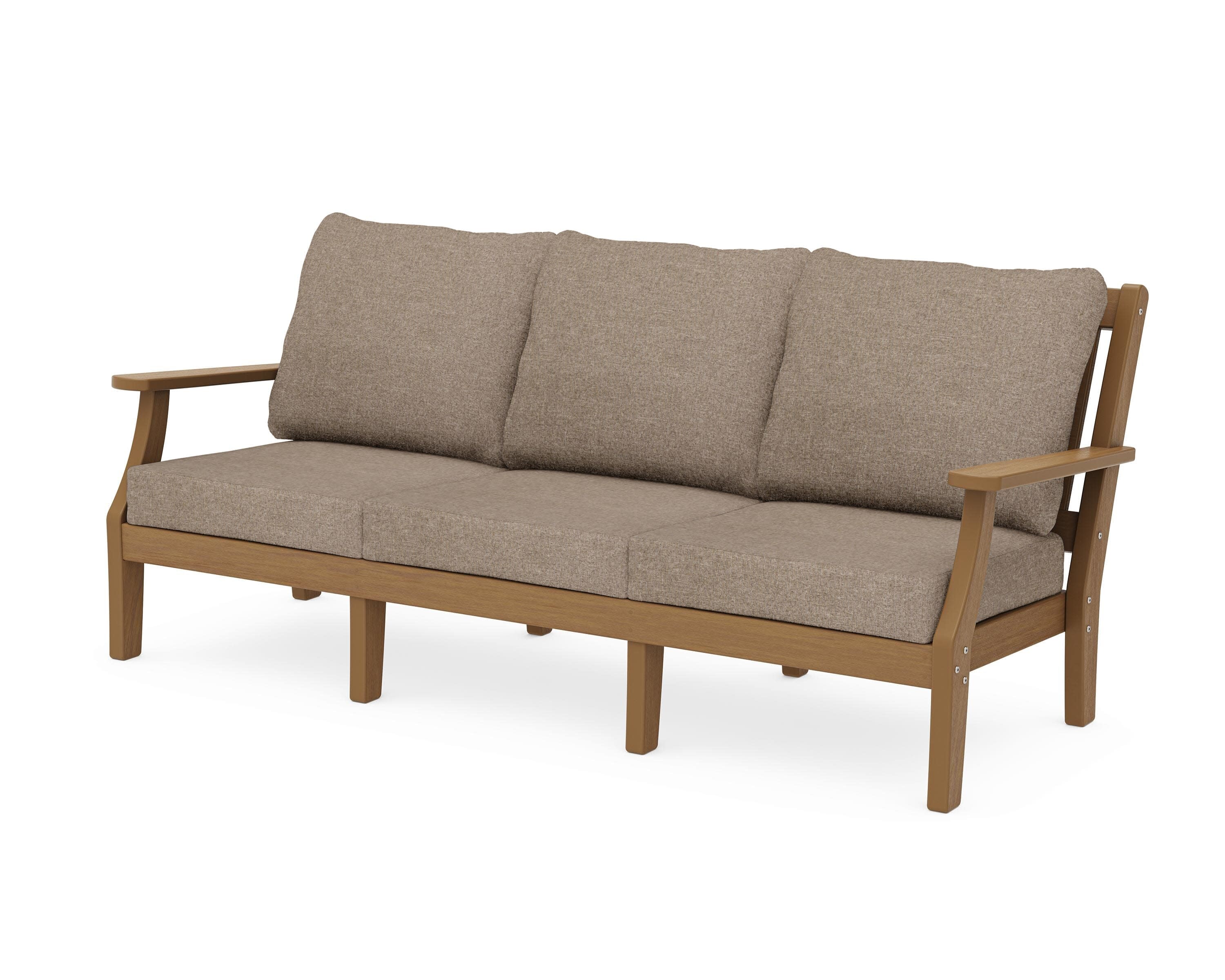 Chinoiserie Deep Seating Sofa in Natural / Spiced Burlap