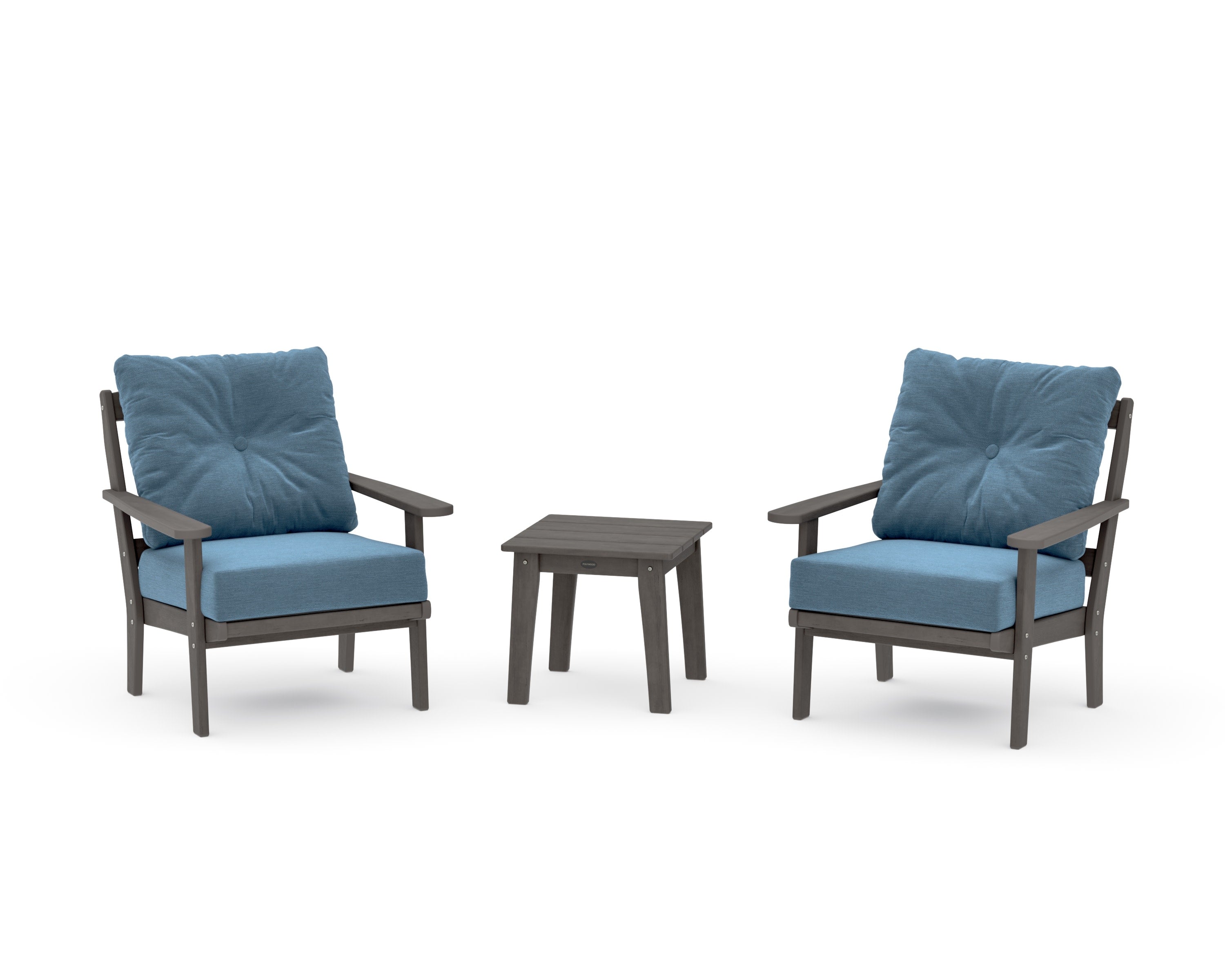 Mission 3-Piece Deep Seating Set in Driftwood / Sky Blue