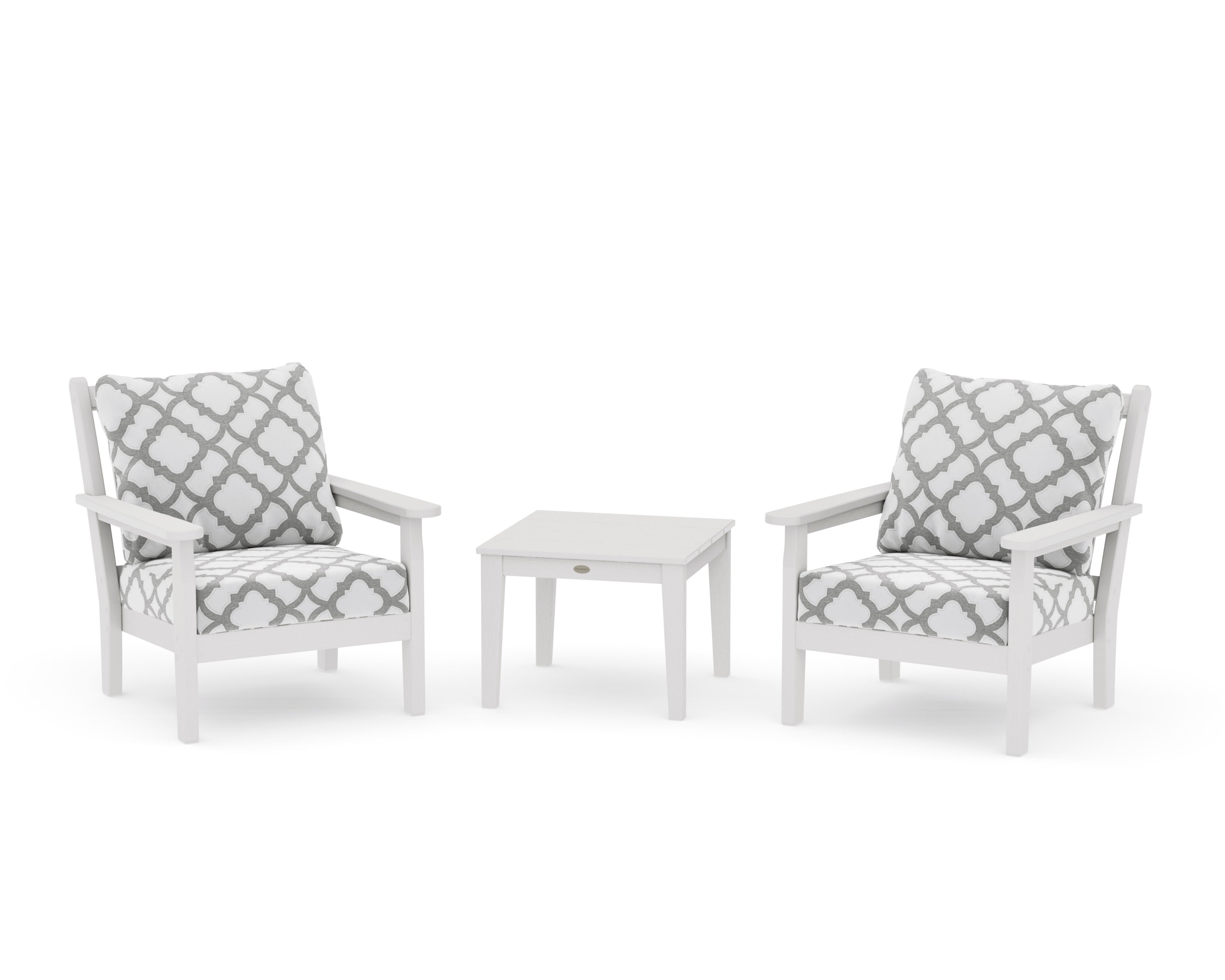 Chippendale 3-Piece Deep Seating Set in Vintage White / Trellis Grey Mist