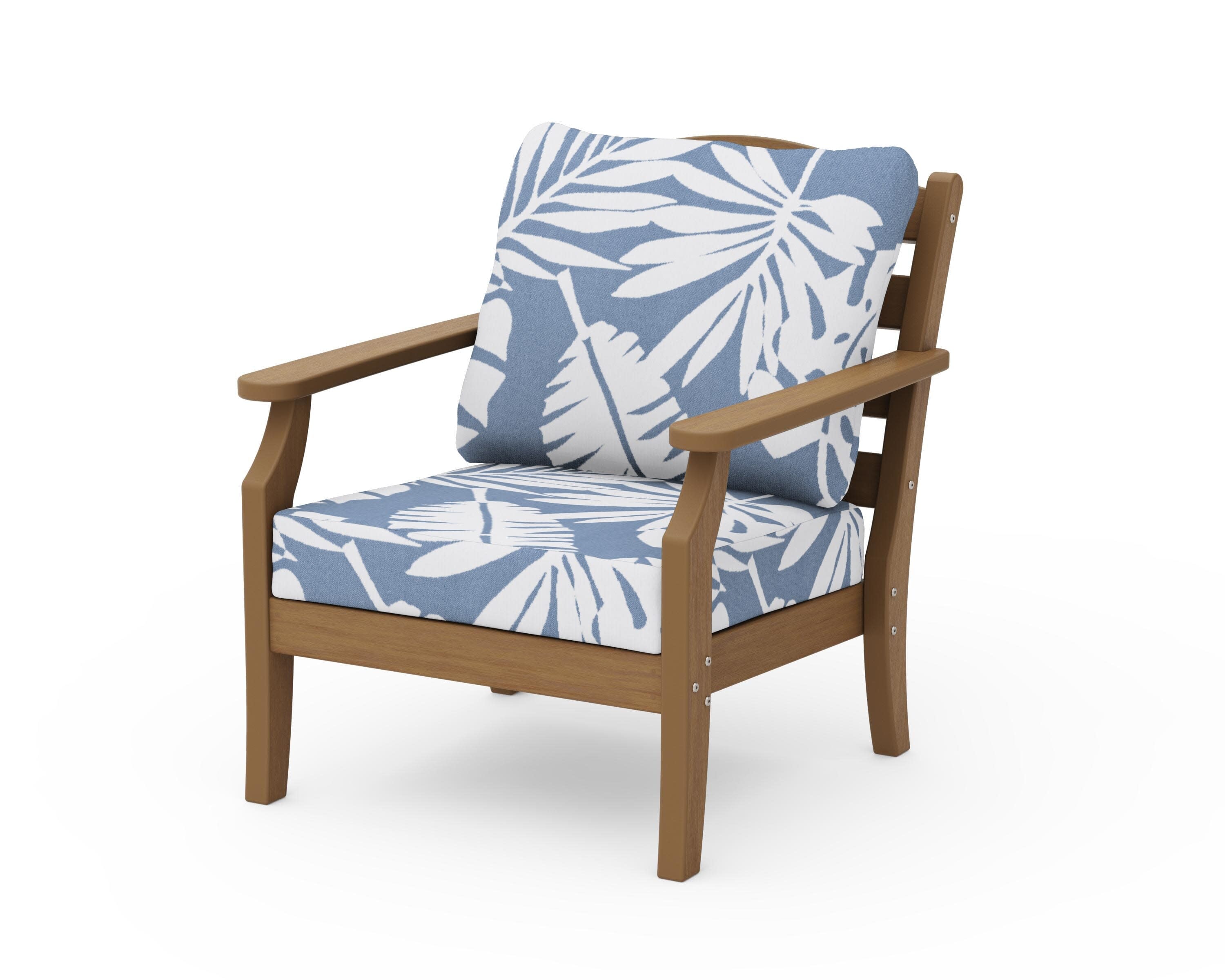 Savannah Deep Seating Chair in Natural / Leaf Sky Blue