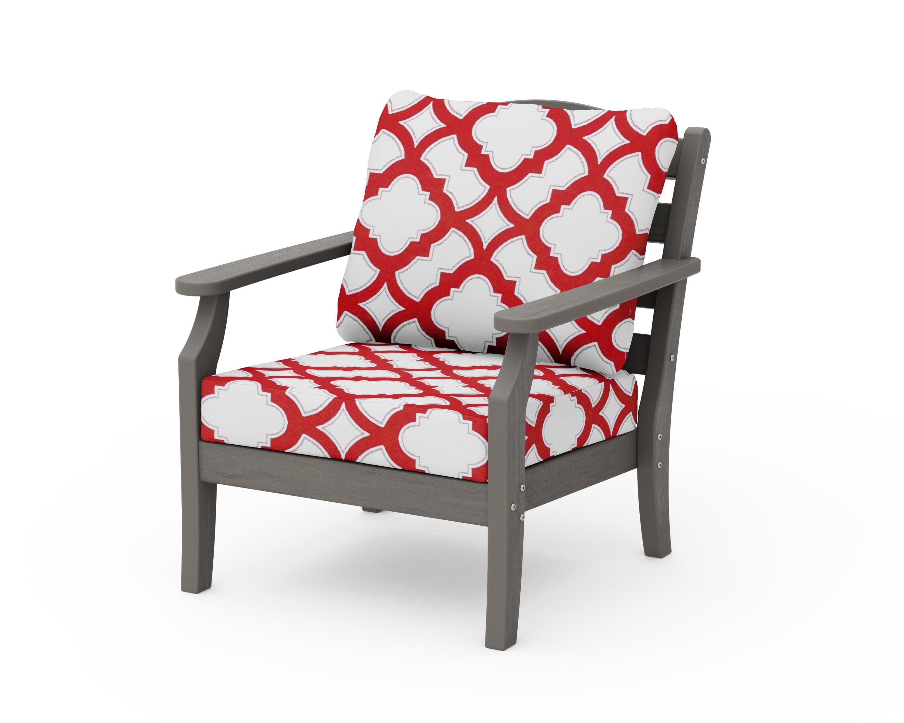 Savannah Deep Seating Chair in Driftwood / Trellis Crimson