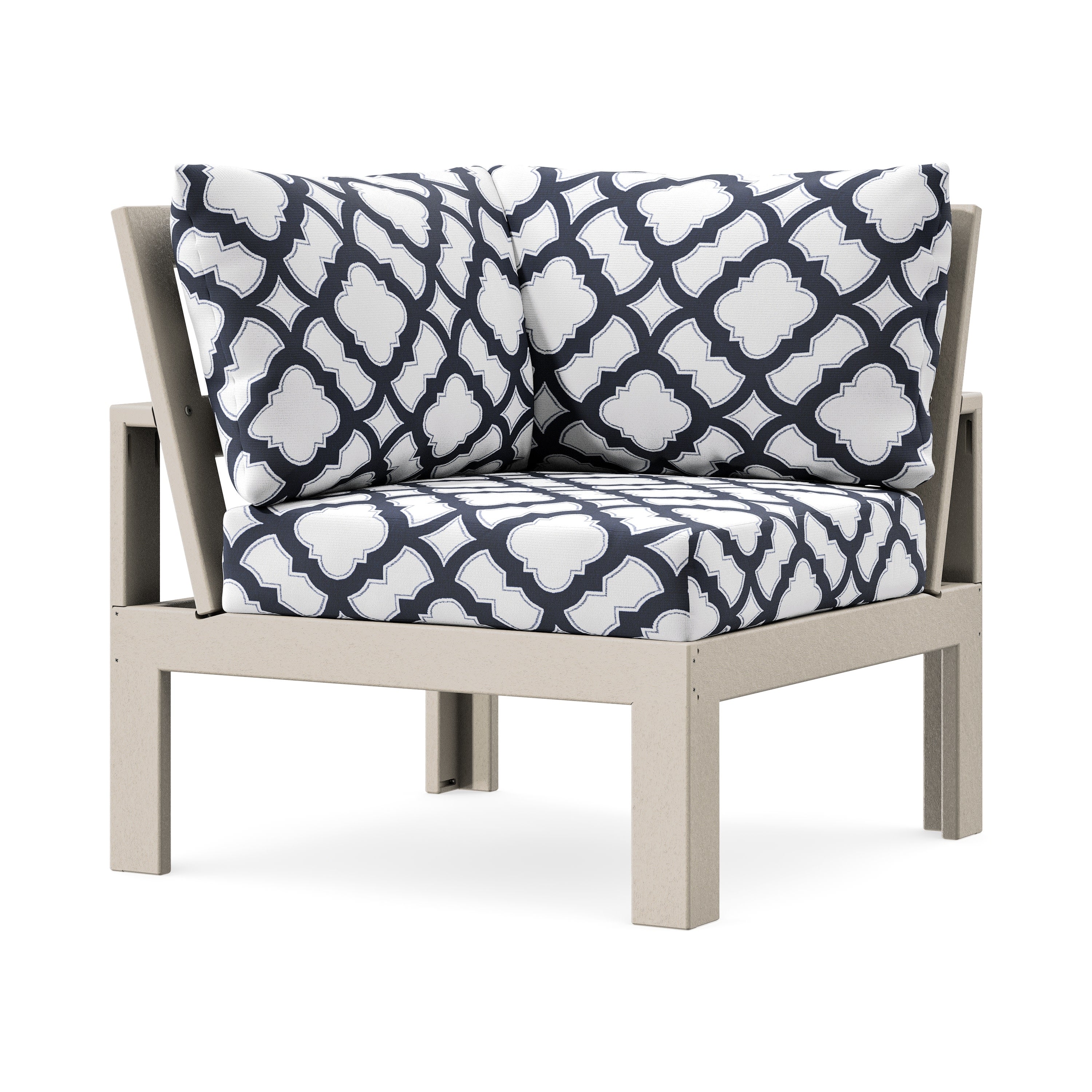 Modular Corner Chair in Sand / Trellis Navy
