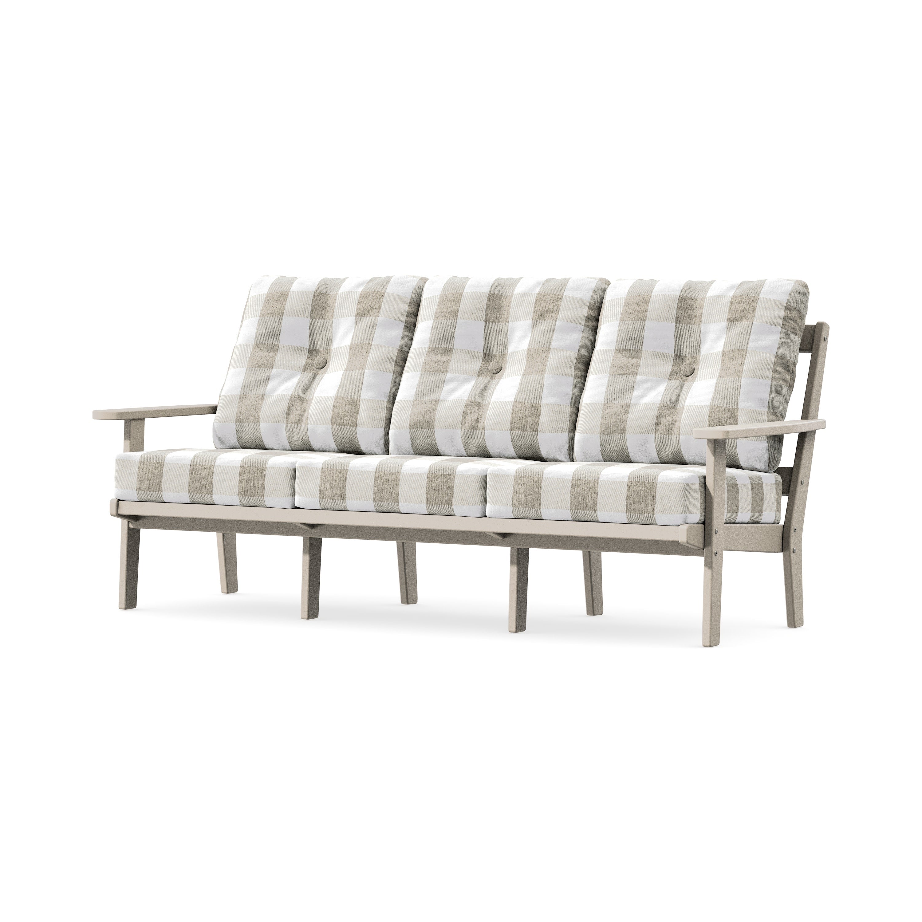 Oxford Deep Seating Sofa in Sand / Buffalo Plaid Dune Burlap