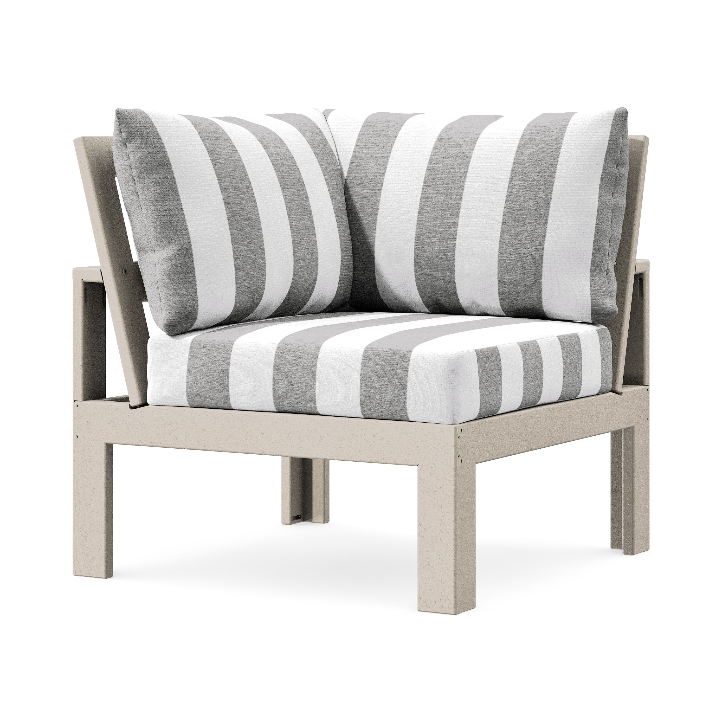Modular Corner Chair in Sand / Cabana Stripe Grey Mist