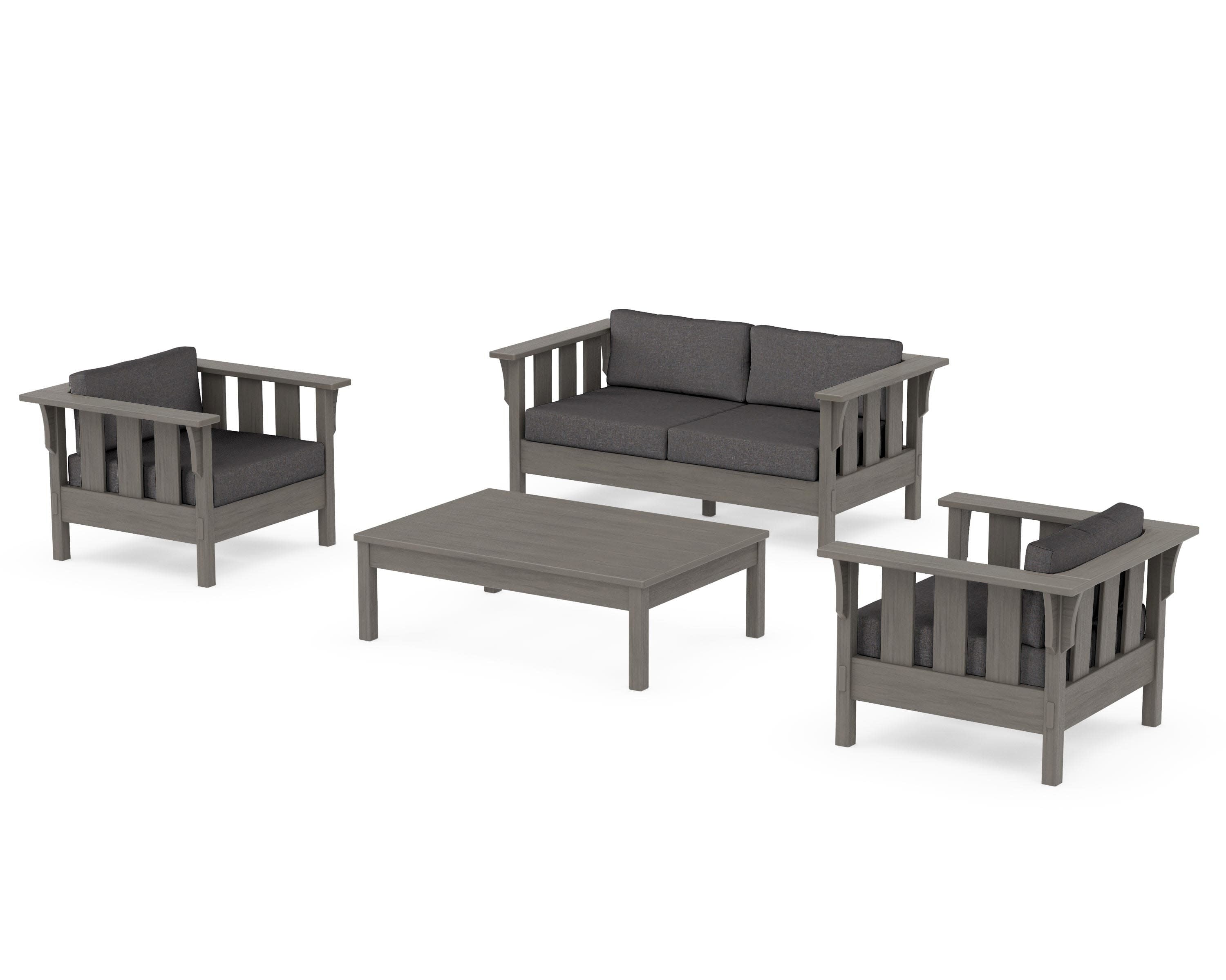 Acadia 4-Piece Deep Seating Set with Loveseat in Driftwood / Ash Charcoal