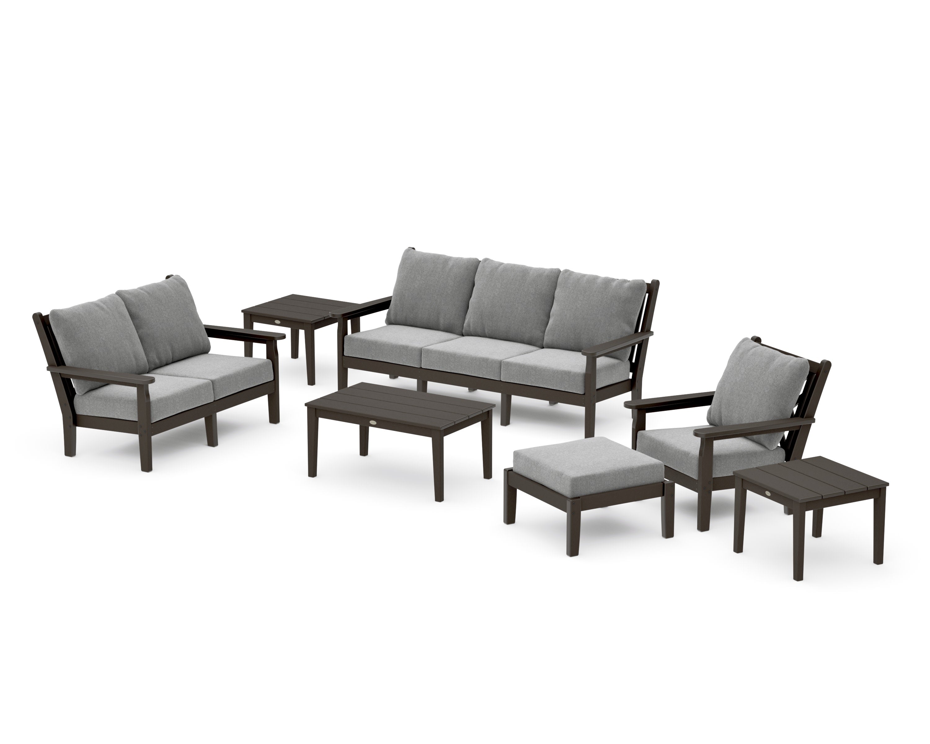 Chippendale 7-Piece Deep Seating Set in Vintage Coffee / Grey Mist