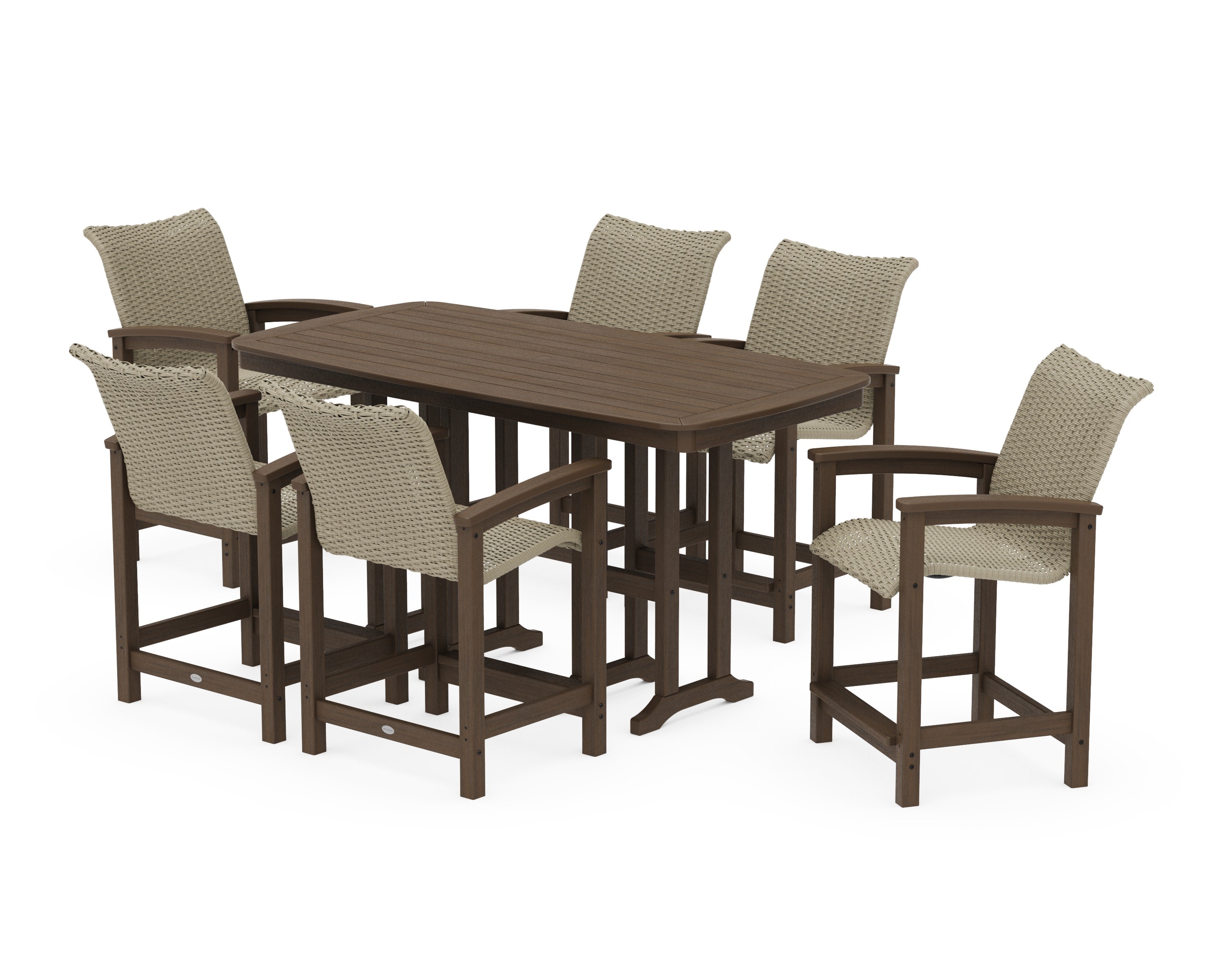 Coastal Woven Arm Chair 7-Piece Counter Set in Kona / Dune Grass