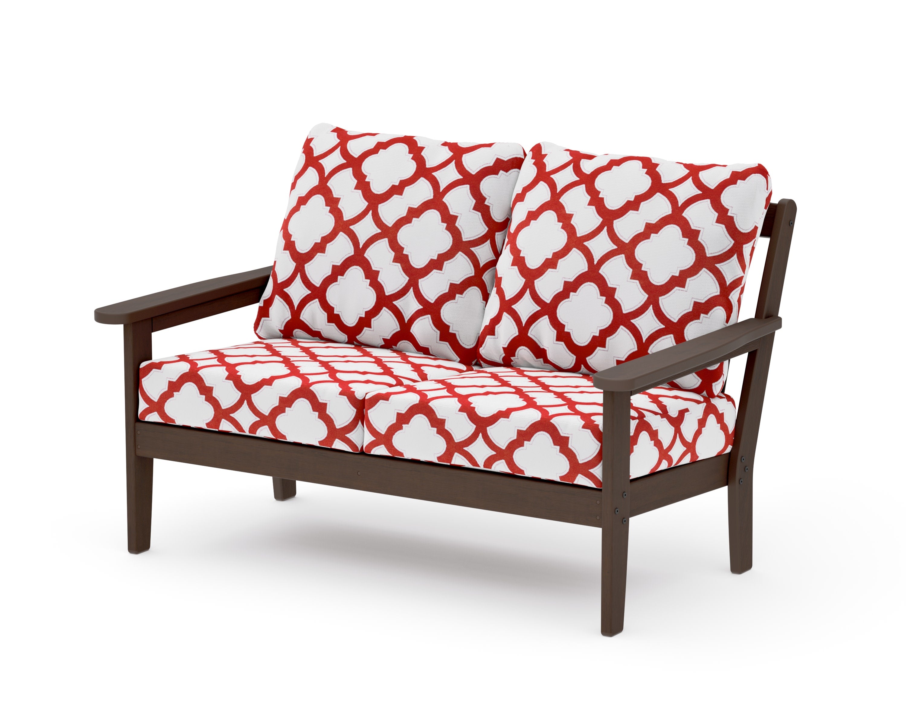 Cottage Deep Seating Loveseat in Kona / Trellis Crimson