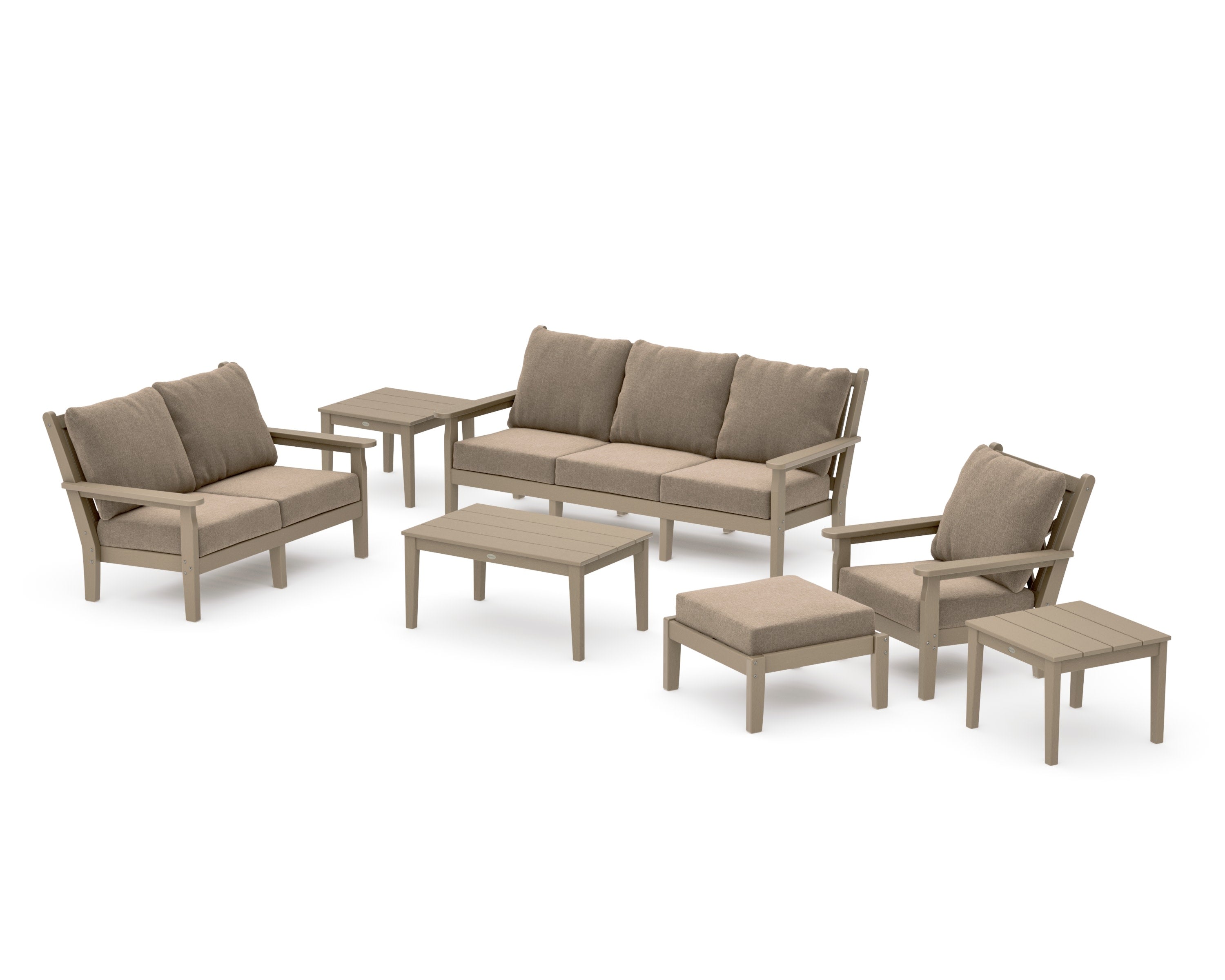 Chippendale 7-Piece Deep Seating Set in Vintage Sahara / Spiced Burlap