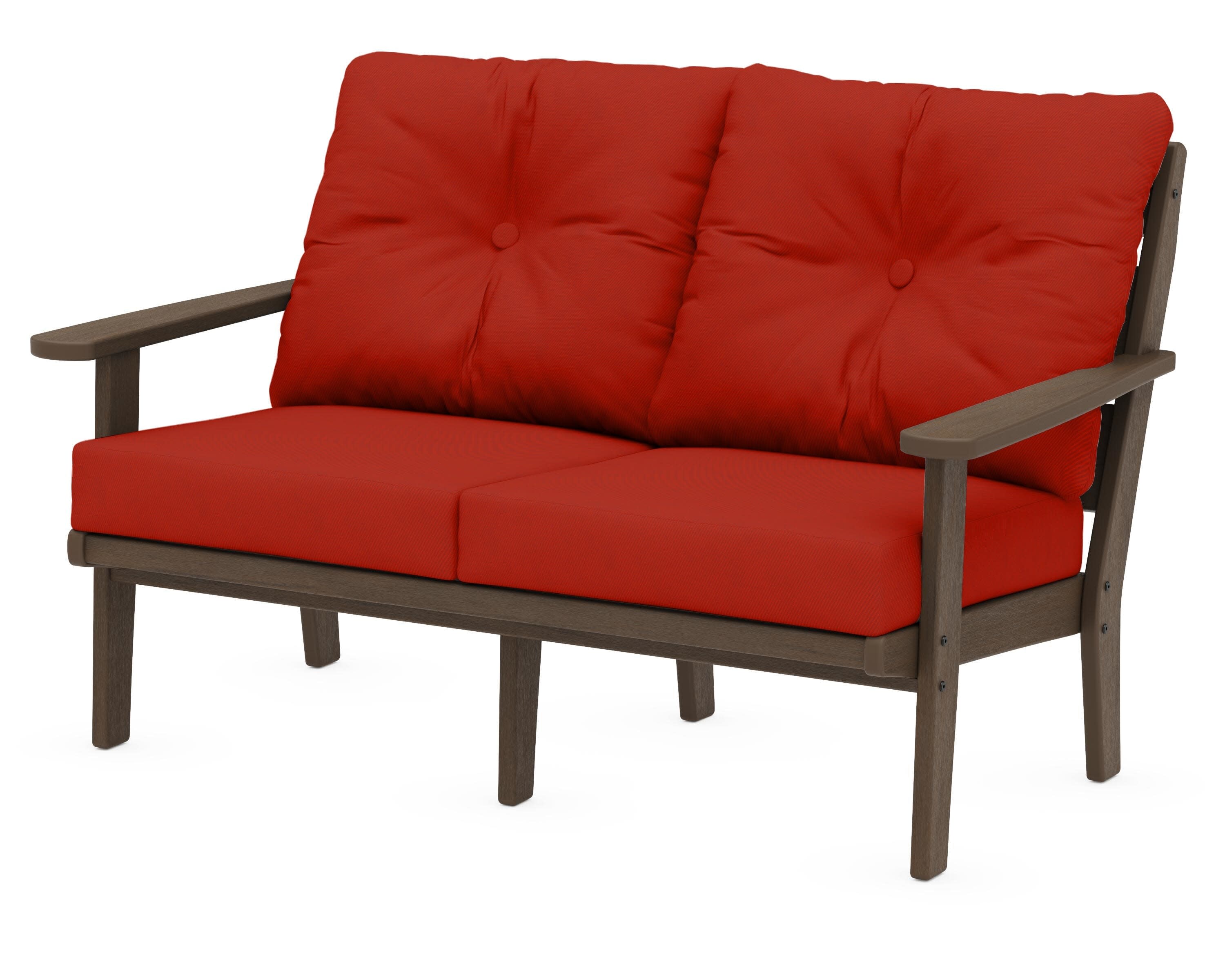 Lakeside Deep Seating Loveseat in Kona / Canvas Jockey Red