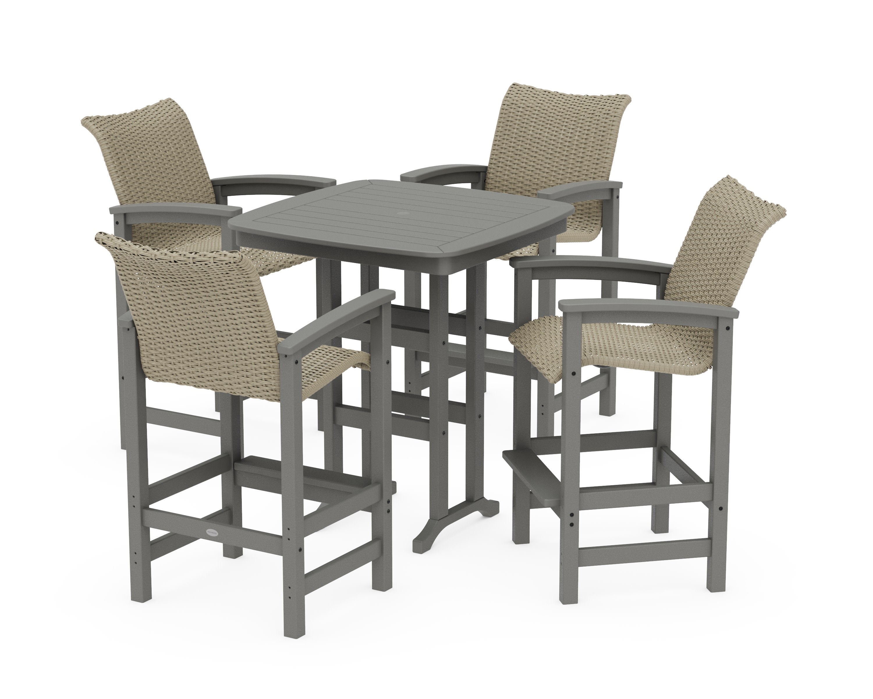 Coastal Woven 5-Piece Bar Set in Slate Grey / Dune Grass