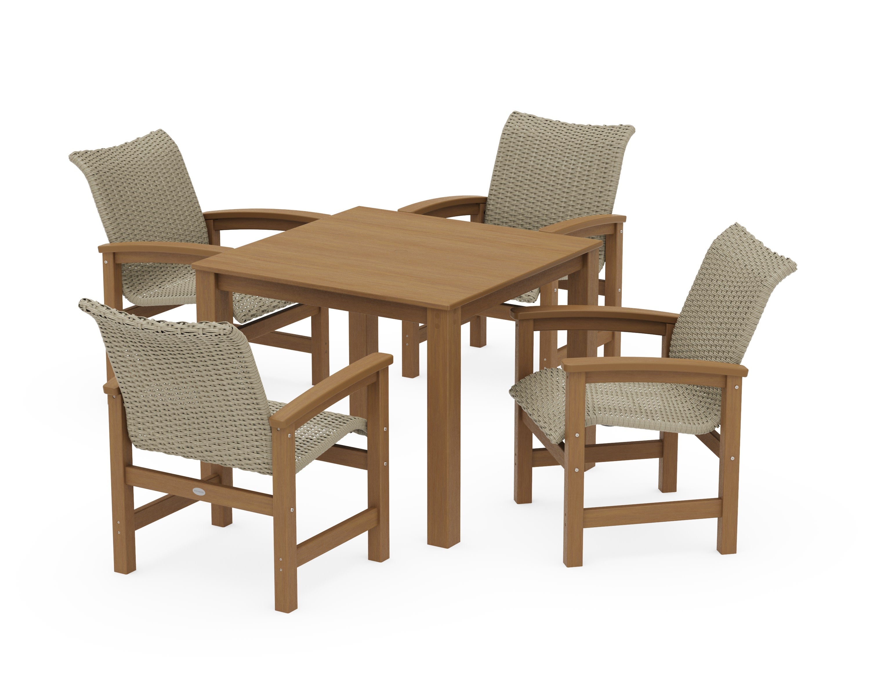 Coastal Woven 5-Piece Parsons Dining Set in Natural / Dune Grass