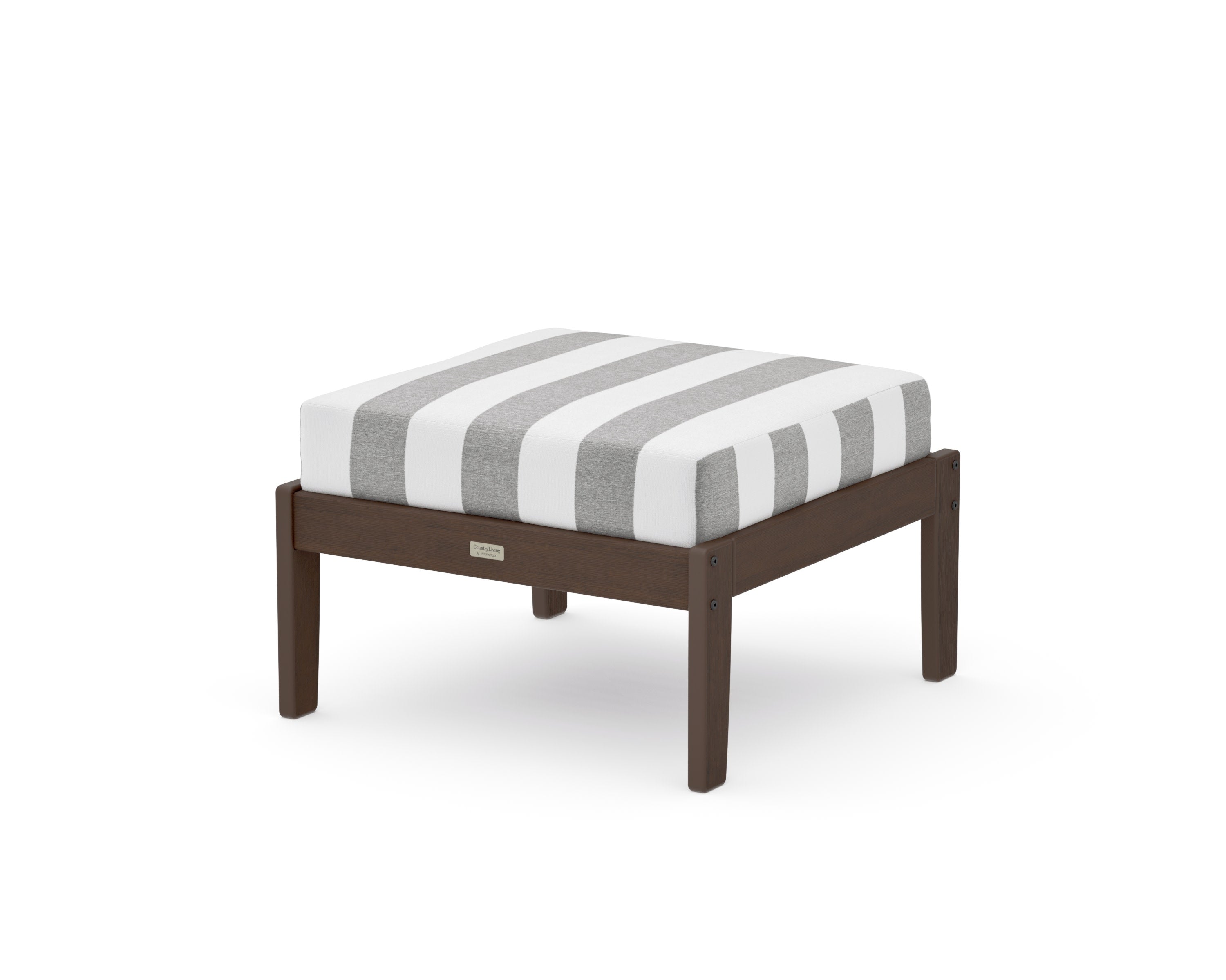 Cottage Deep Seating Ottoman in Kona / Cabana Stripe Grey Mist