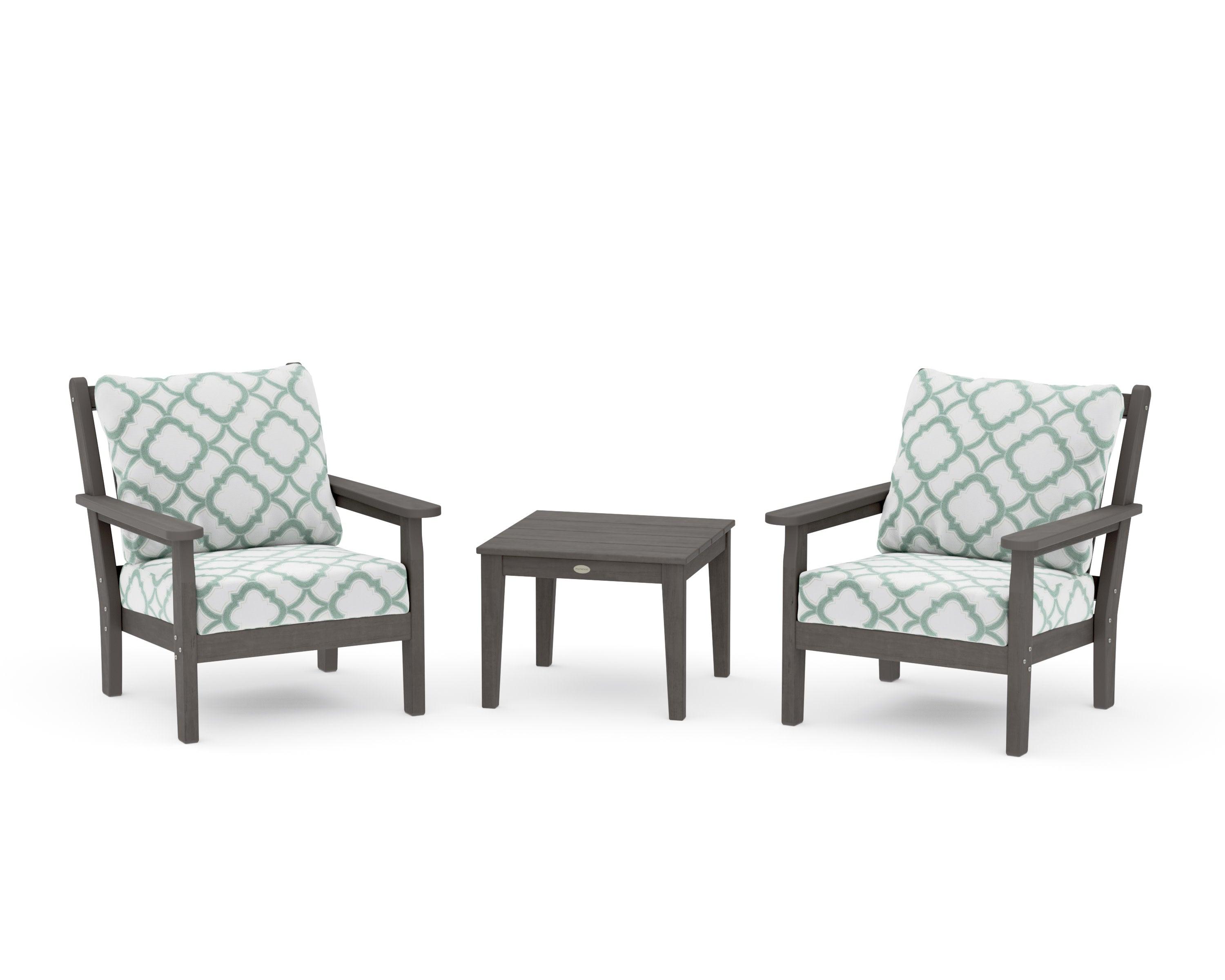 Chippendale 3-Piece Deep Seating Set in Driftwood / Trellis Glacier Spa