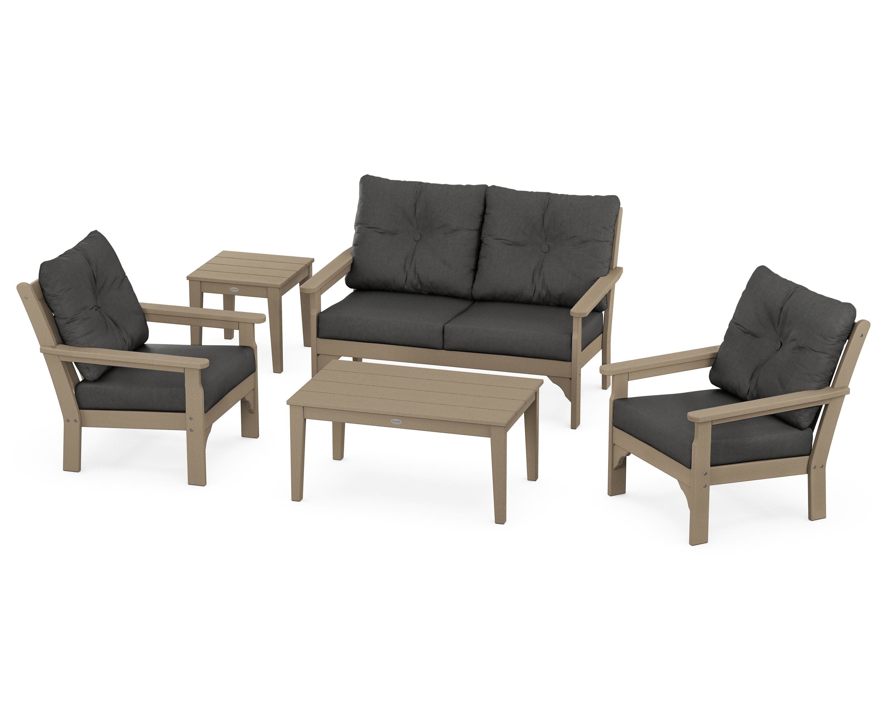 Vineyard 5-Piece Deep Seating Set in Vintage Sahara / Spectrum Carbon