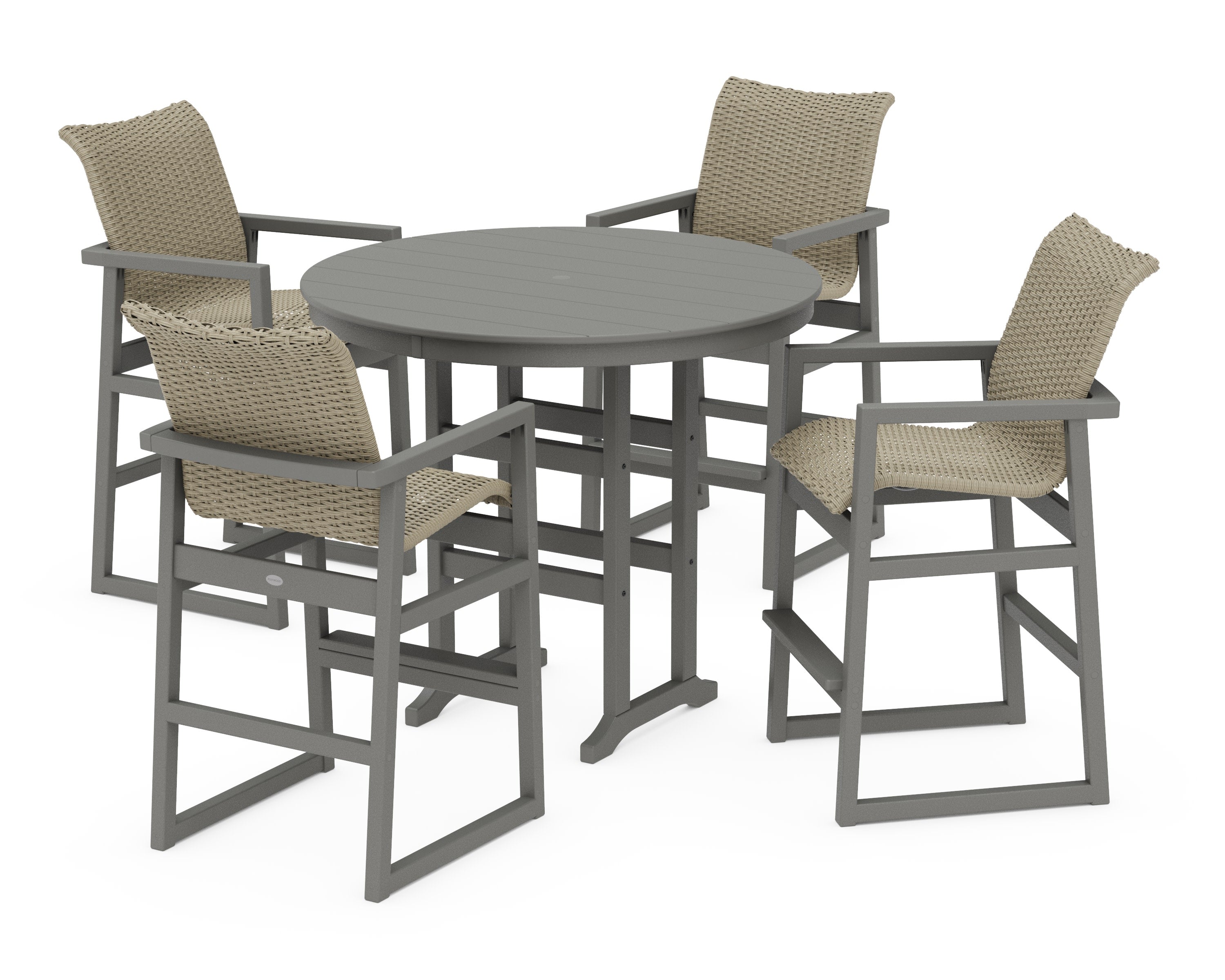 EDGE Woven 5-Piece Round Farmhouse Bar Set