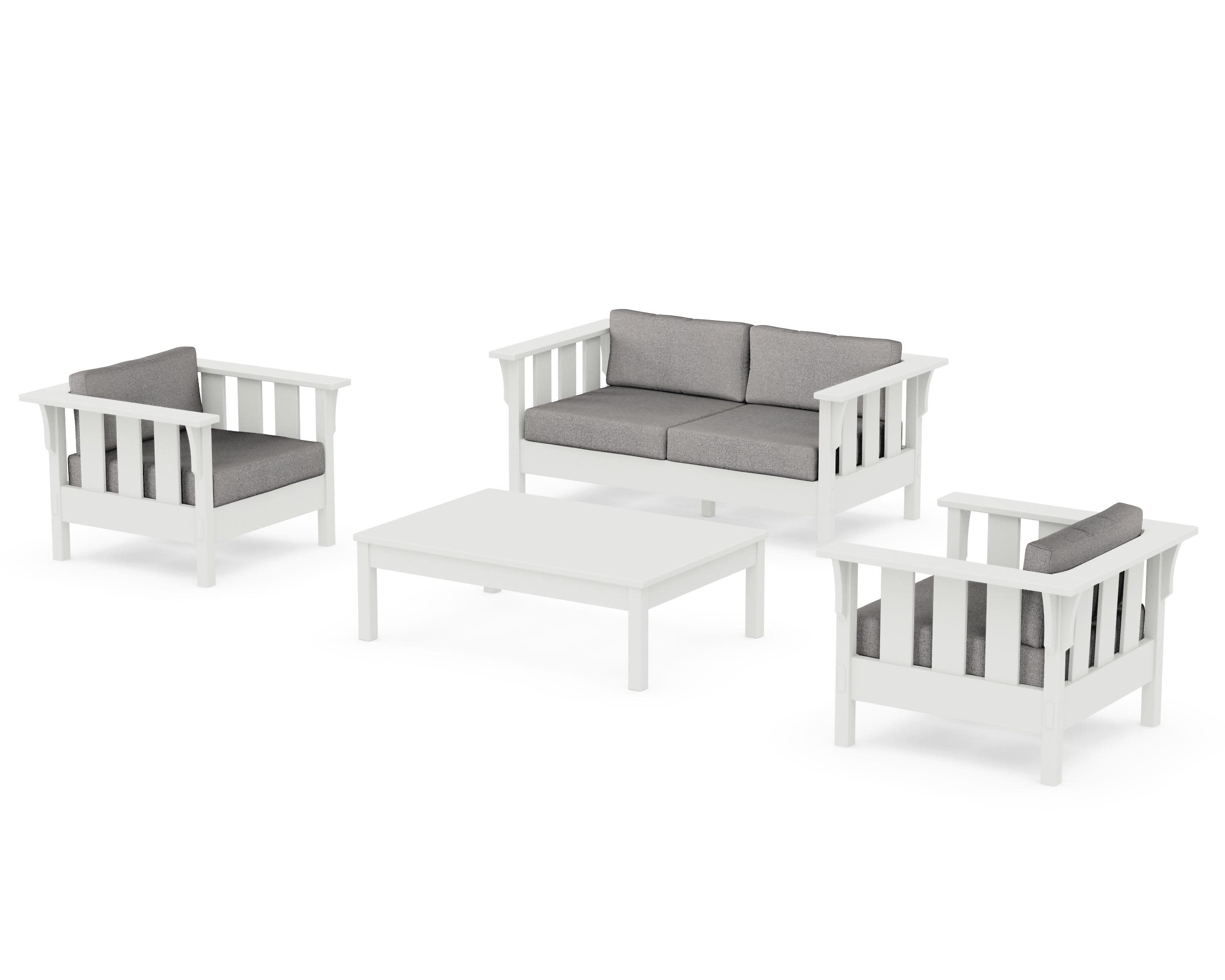 Acadia 4-Piece Deep Seating Set with Loveseat in Vintage White / Grey Mist