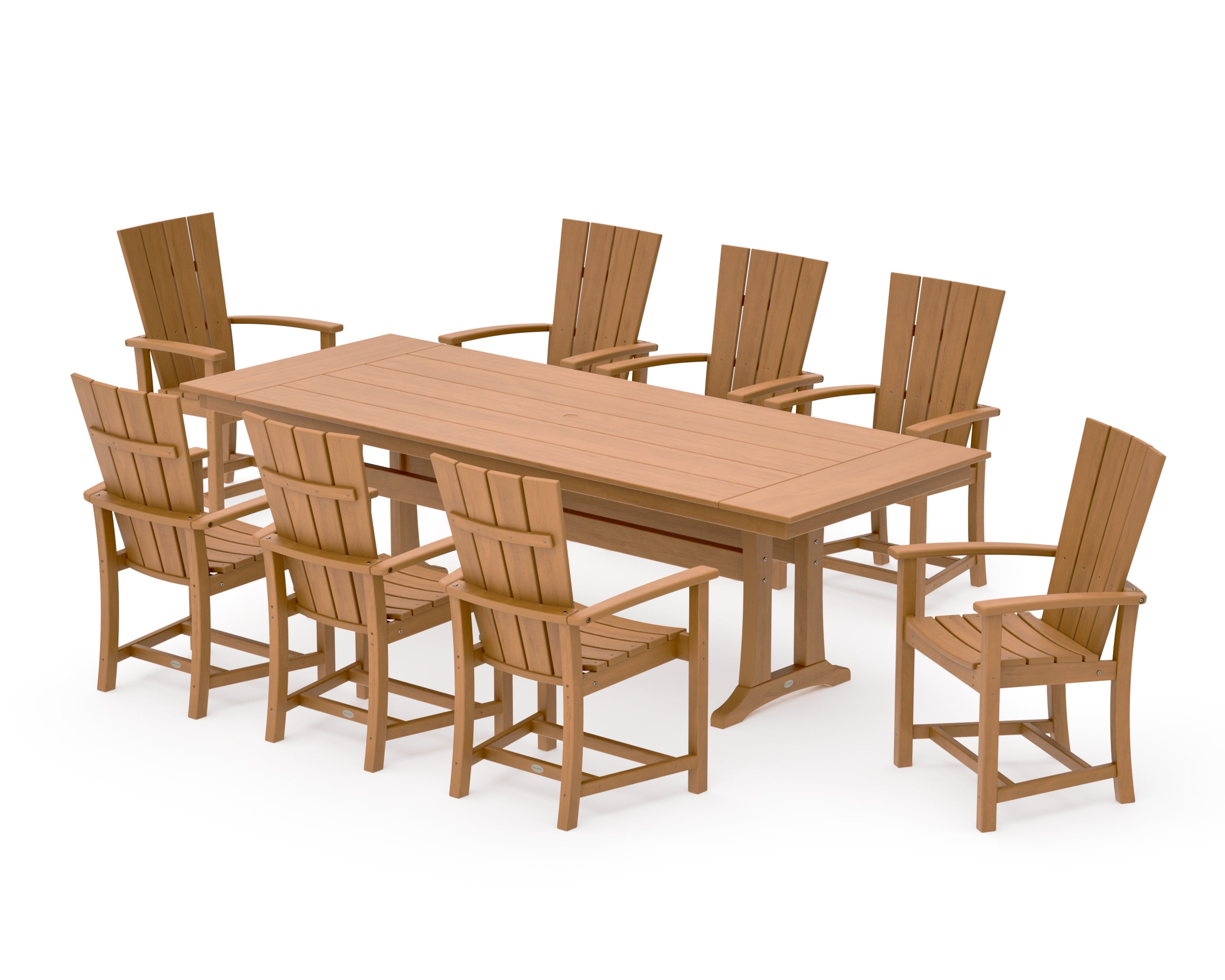 Quattro Adirondack 9-Piece Farmhouse Dining Set with Trestle Legs in Natural