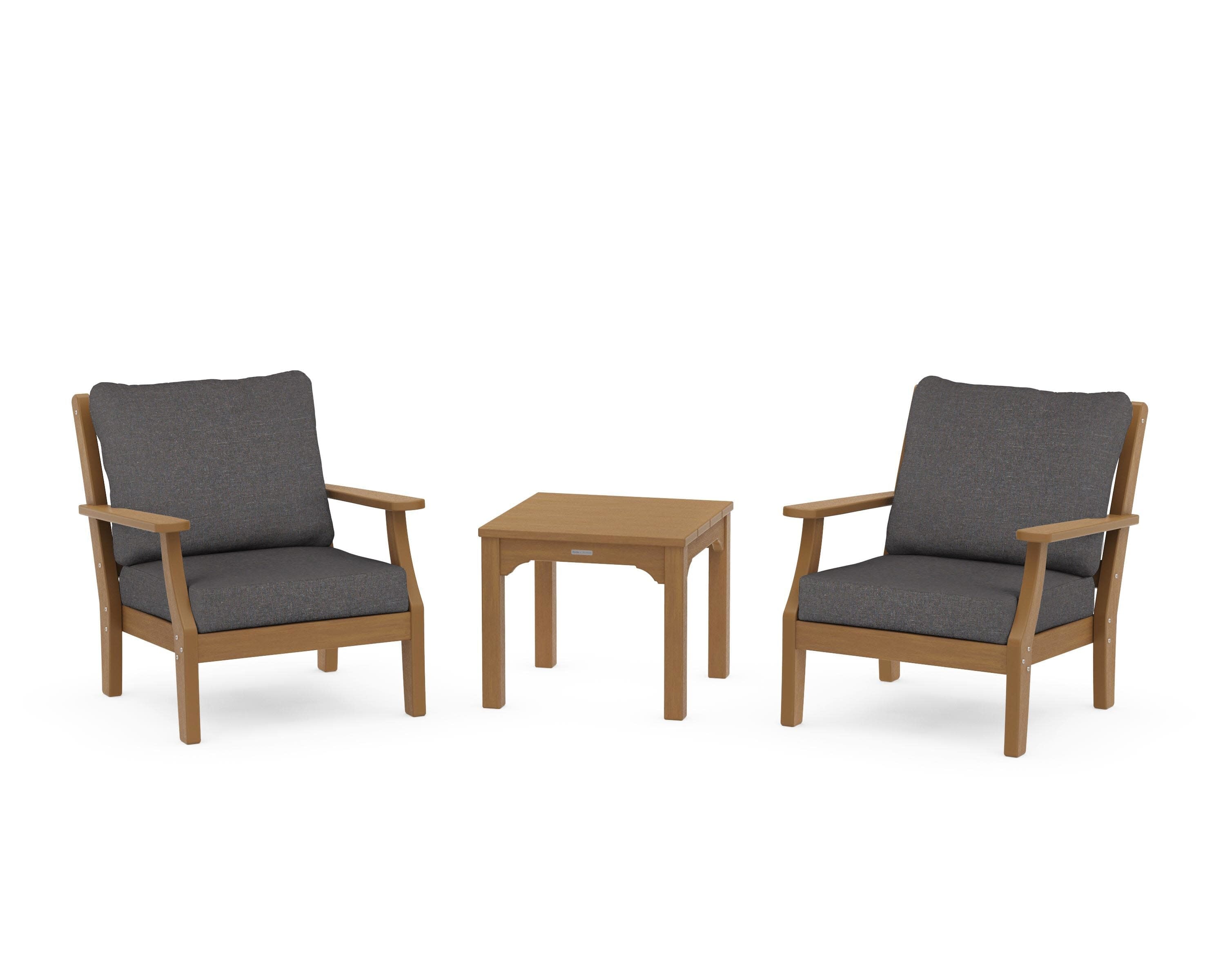 Chinoiserie 3-Piece Deep Seating Set in Natural / Ash Charcoal
