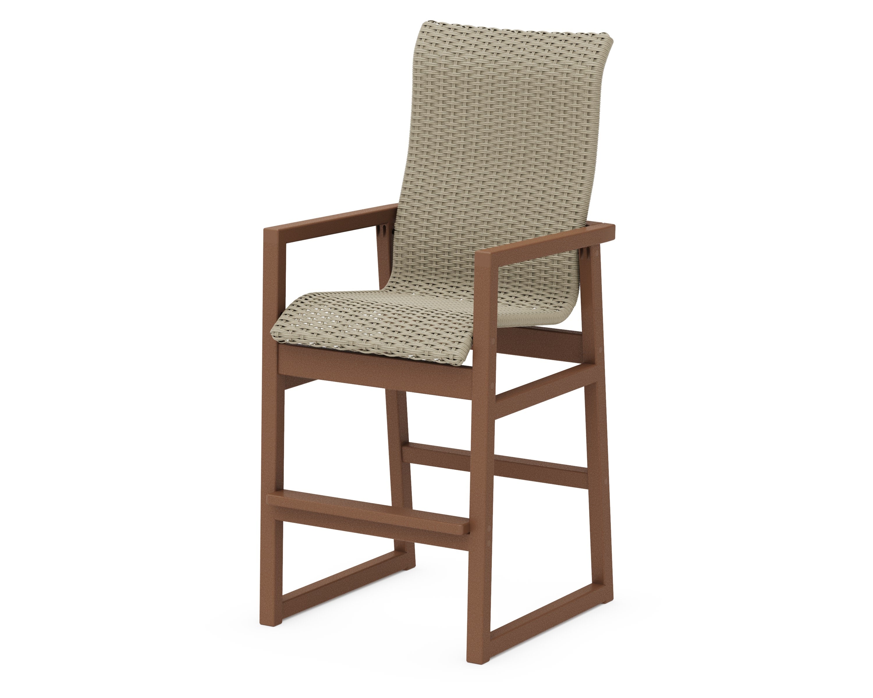 EDGE Woven High-Back Bar Arm Chair in Teak / Dune Grass