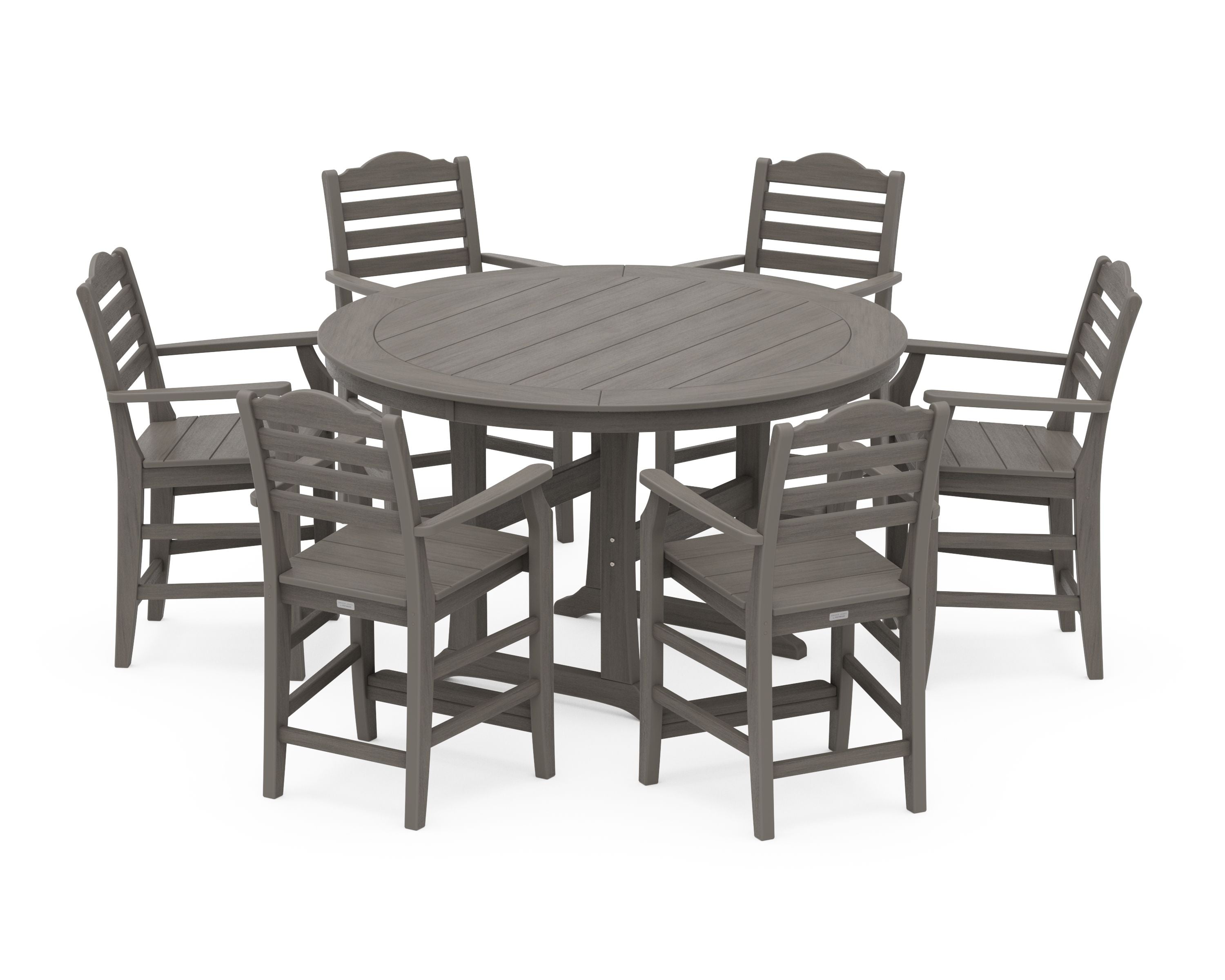 Savannah 7-Piece Arm Chair Round Counter Set in Driftwood
