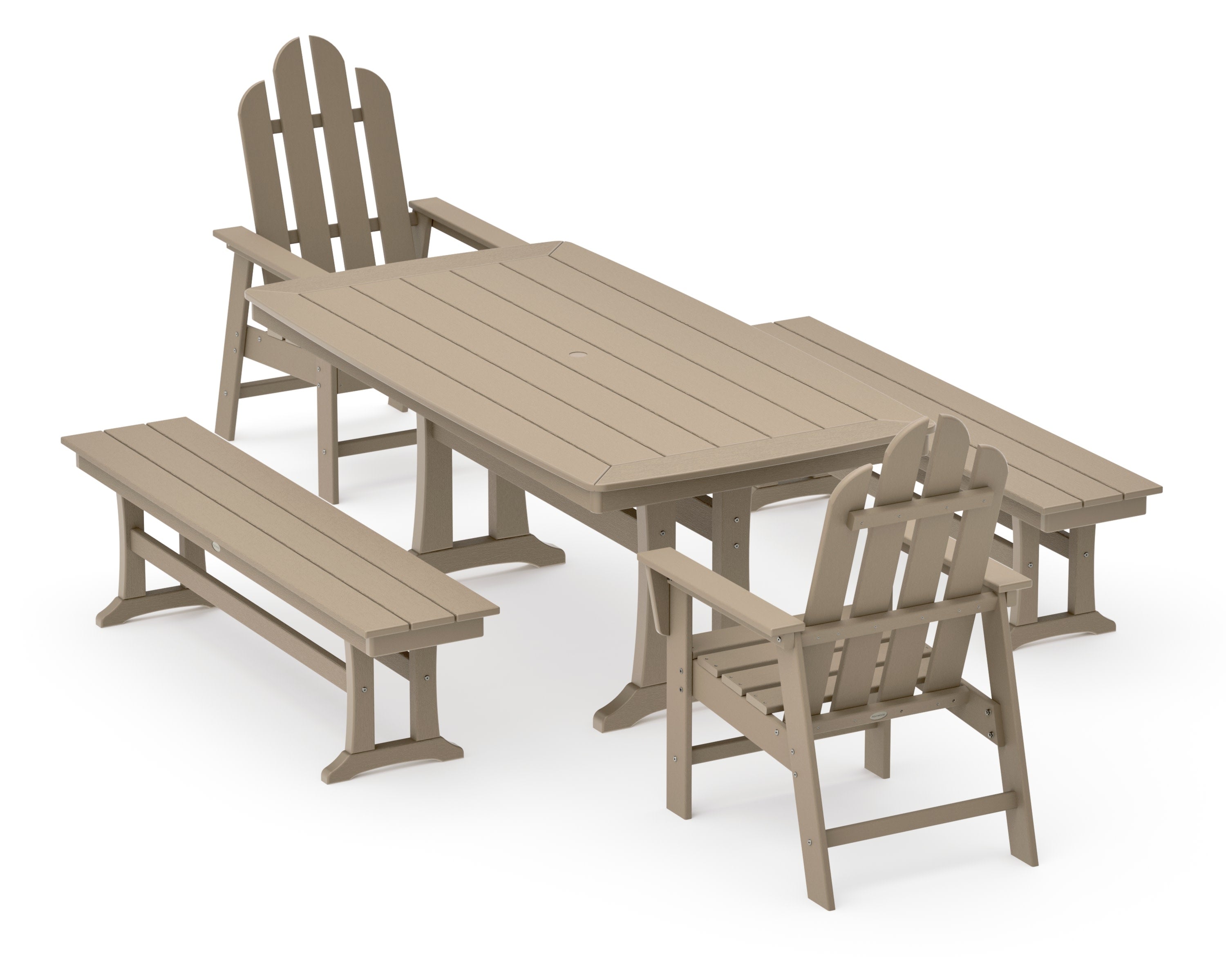 Long Island 5-Piece Dining Set with Trestle Legs in Vintage Sahara