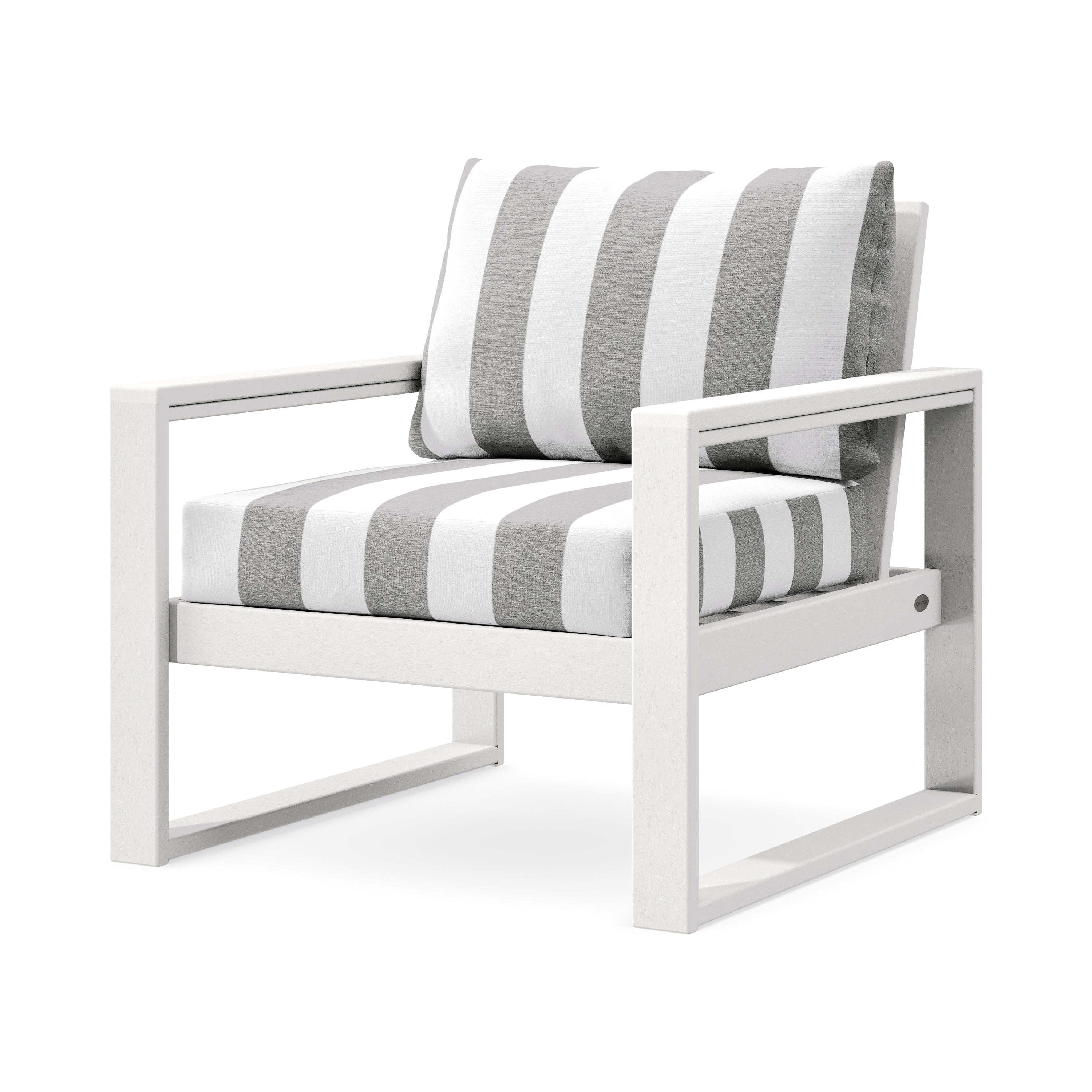 EDGE Club Chair in White / Cabana Stripe Grey Mist