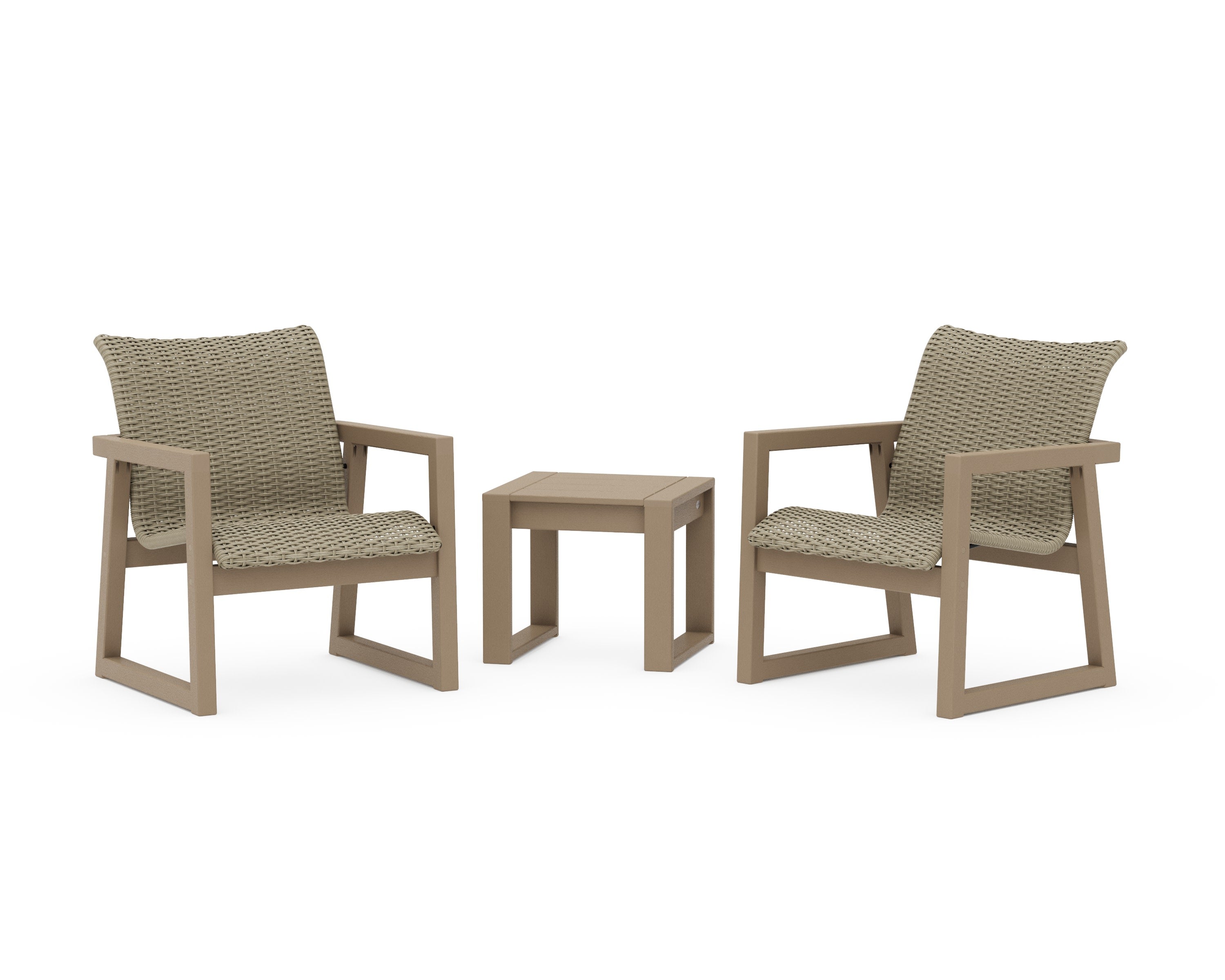 EDGE Woven 3-Piece Lounge Chair Seating Set in Vintage Sahara / Dune Grass