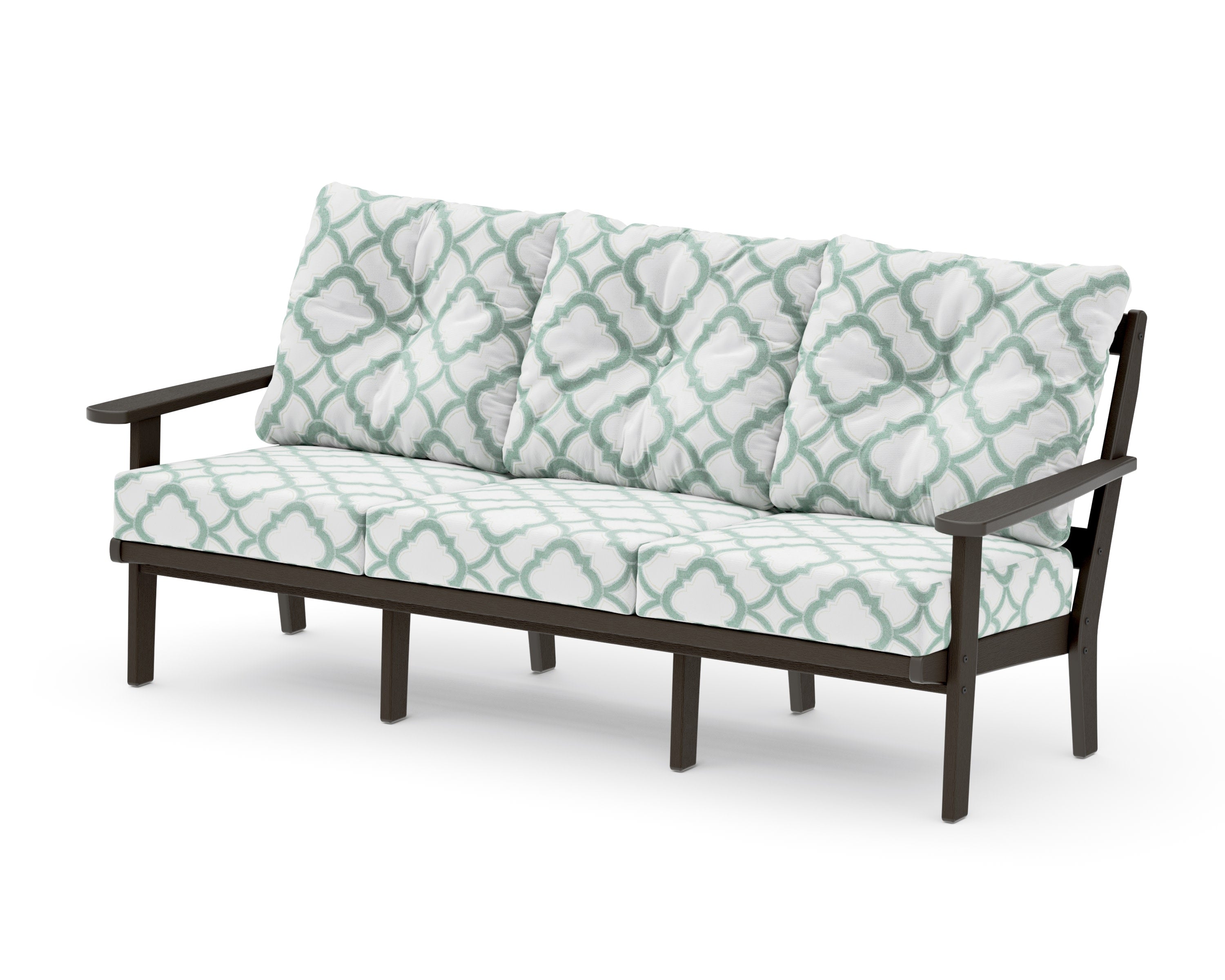 Mission Deep Seating Sofa in Vintage Coffee / Trellis Glacier Spa