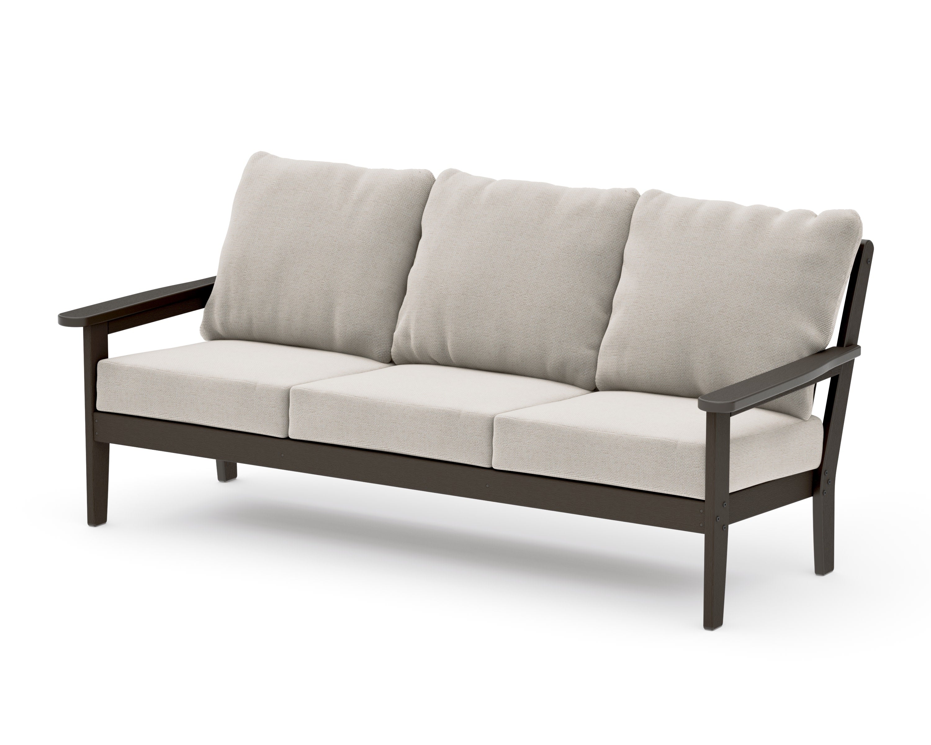 Cottage Deep Seating Sofa in Vintage Coffee / Dune Burlap