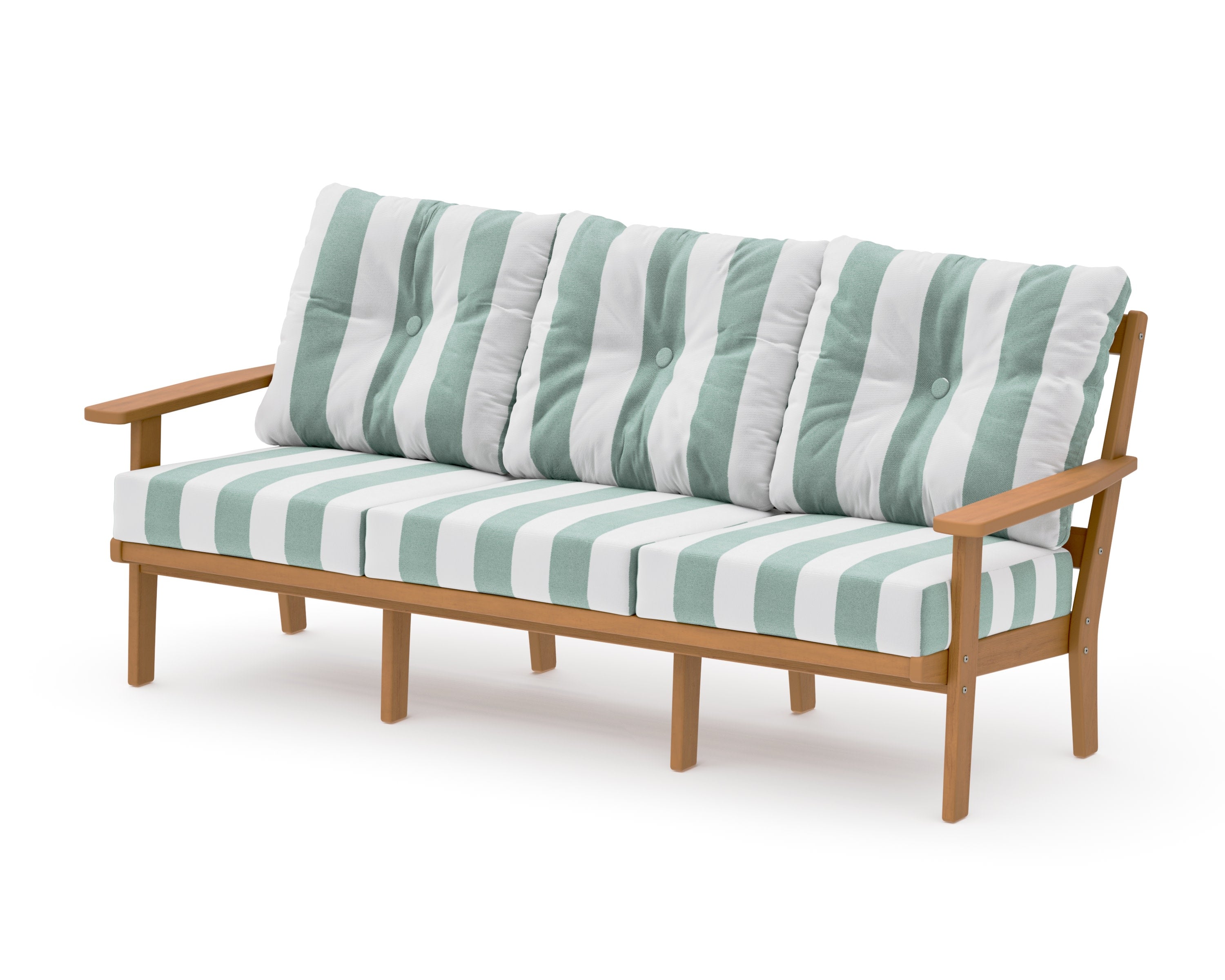 PrairieDeep Seating Sofa in Natural / Cabana Stripe Glacier Spa