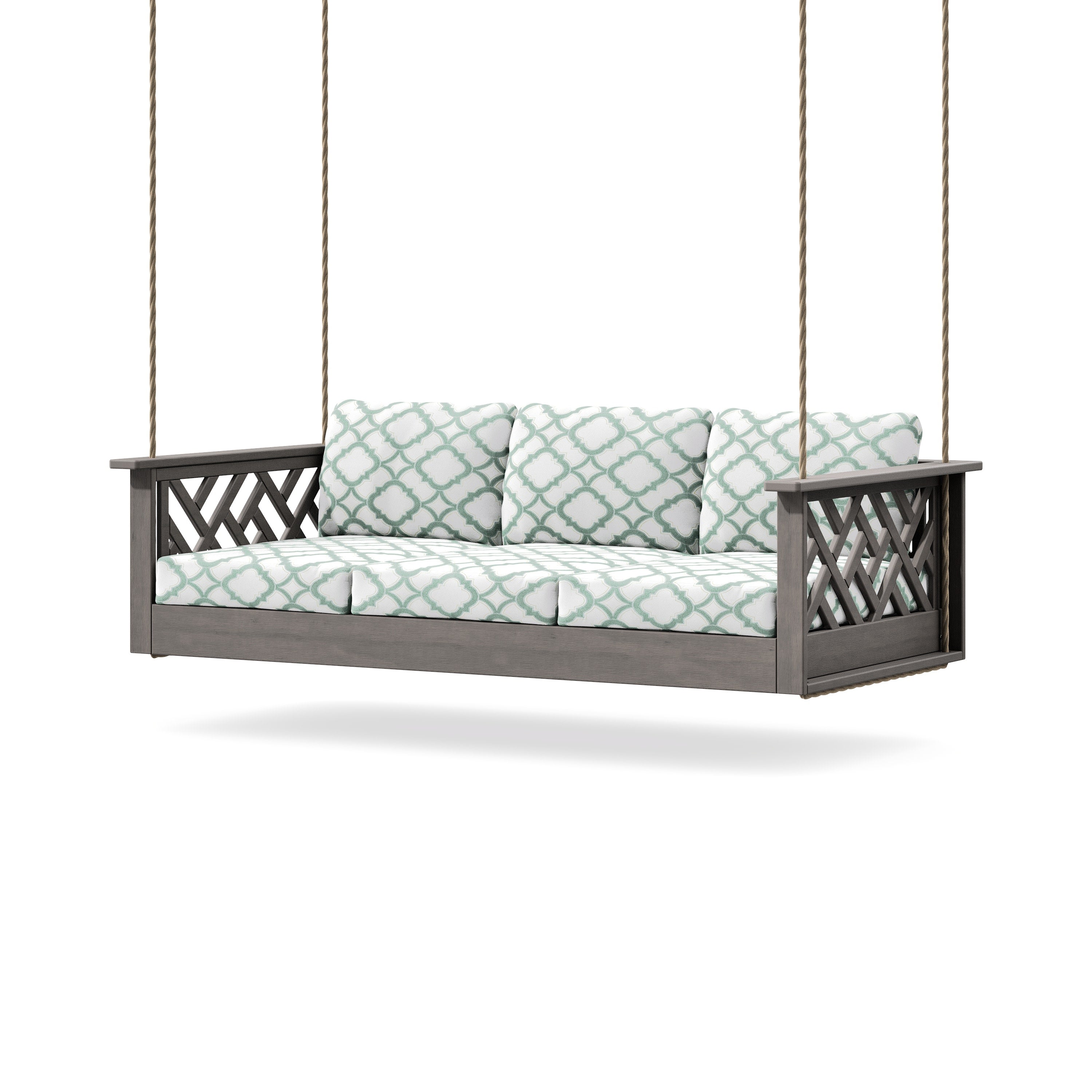 Chippendale Daybed Swing in Driftwood / Trellis Glacier Spa