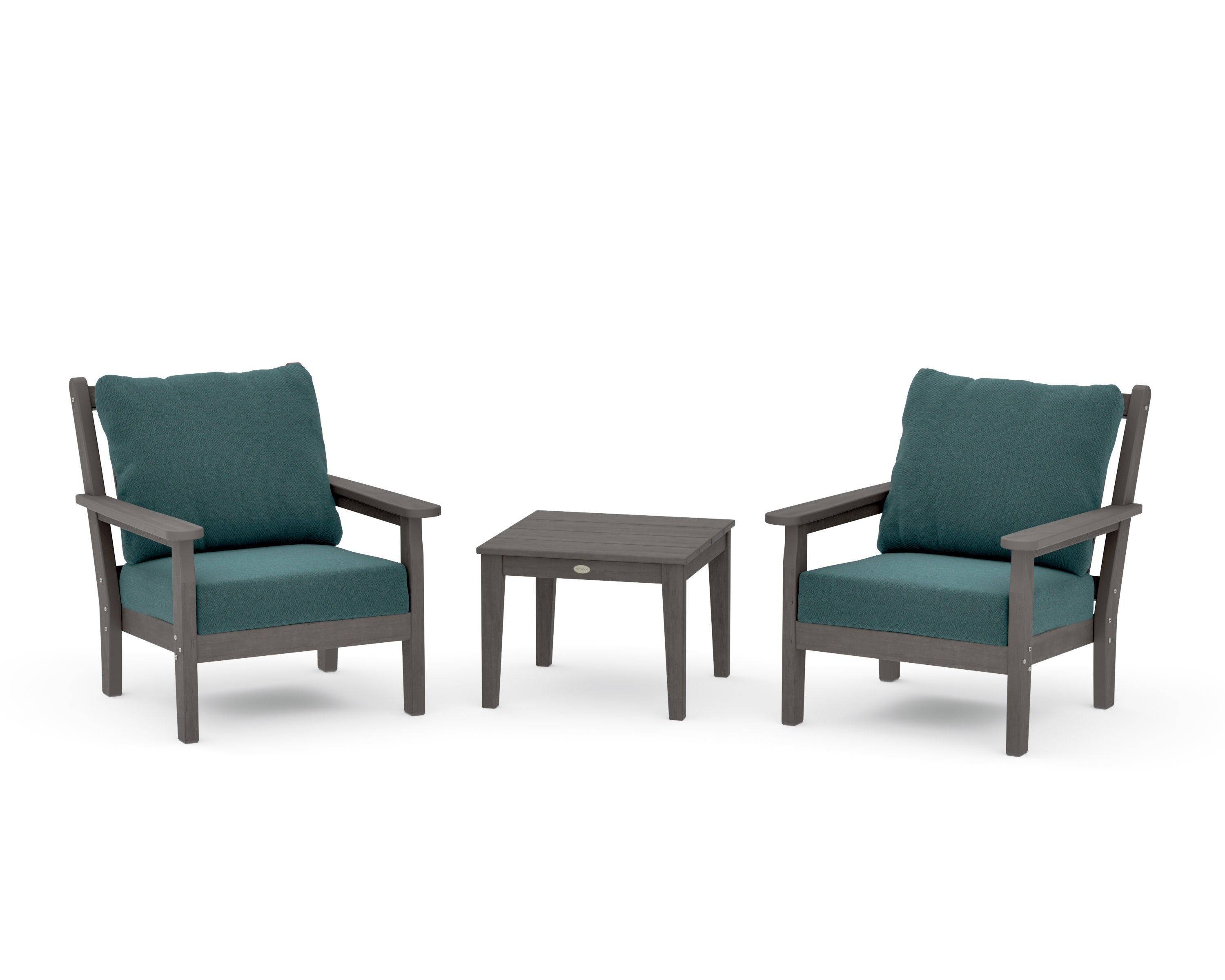 Chippendale 3-Piece Deep Seating Set in Driftwood / Ocean Teal
