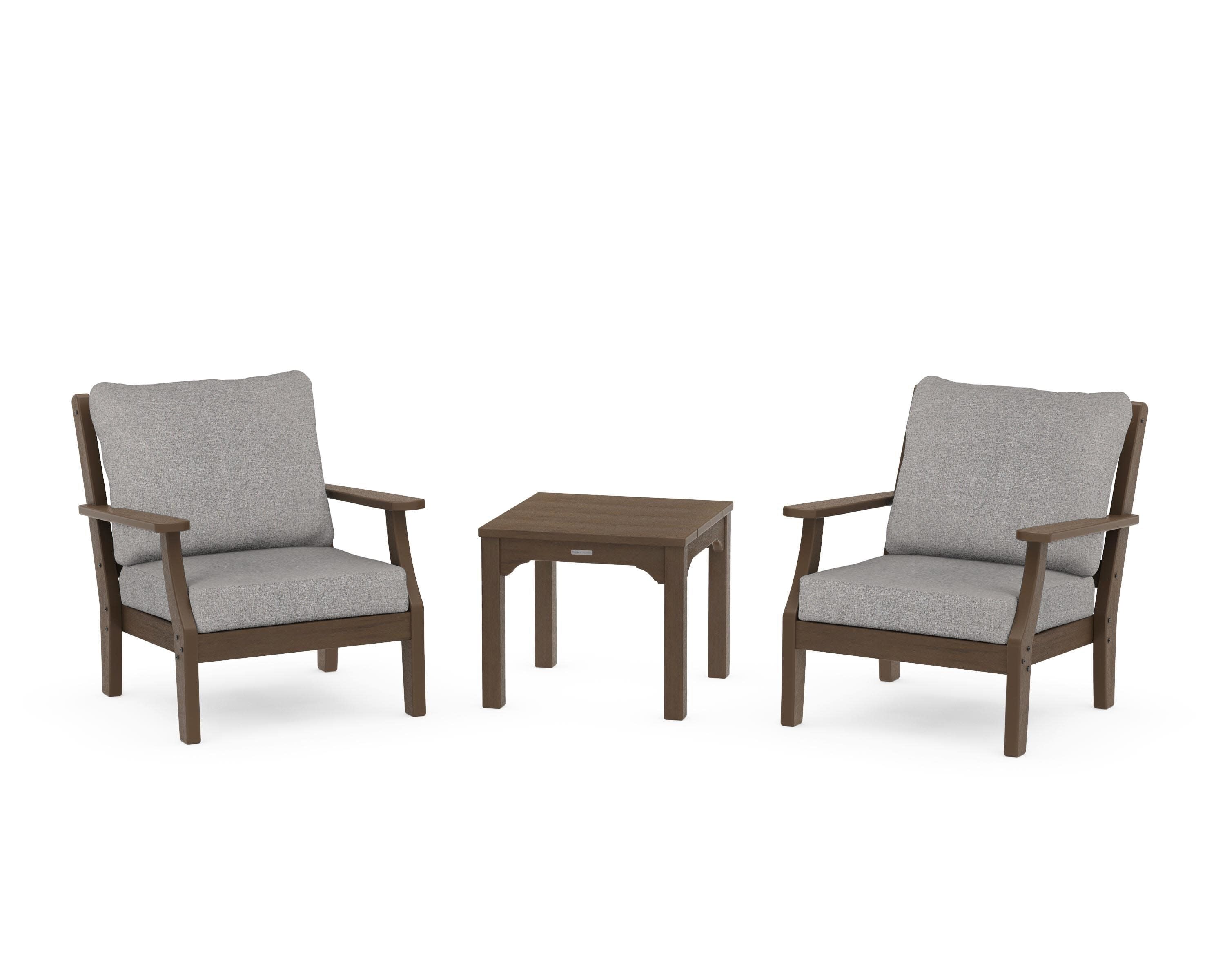Chinoiserie 3-Piece Deep Seating Set in Kona / Grey Mist