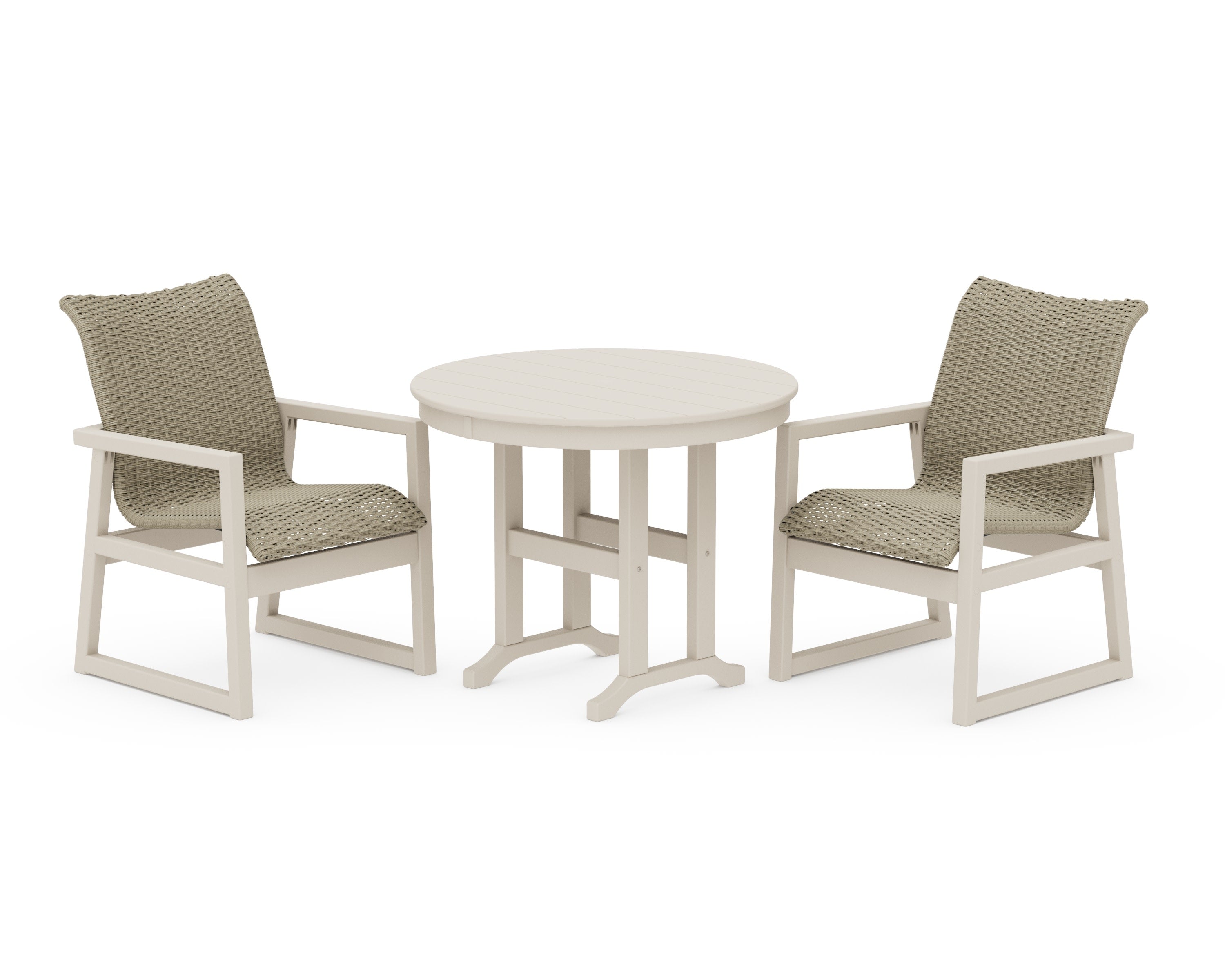 EDGE Woven 3-Piece Farmhouse Dining Set in Sand / Dune Grass