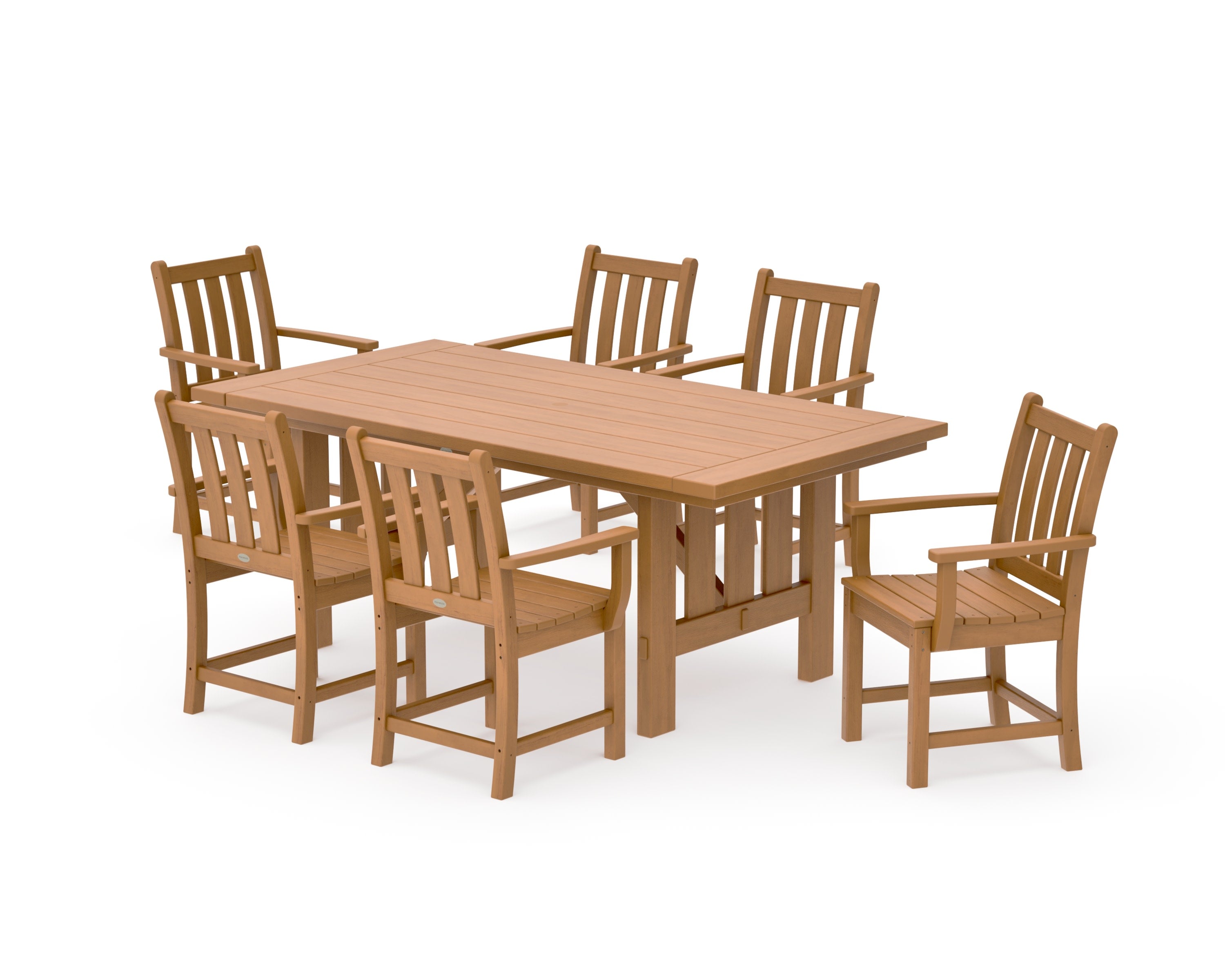 Traditional Garden Arm Chair 7-Piece Mission Dining Set in Natural