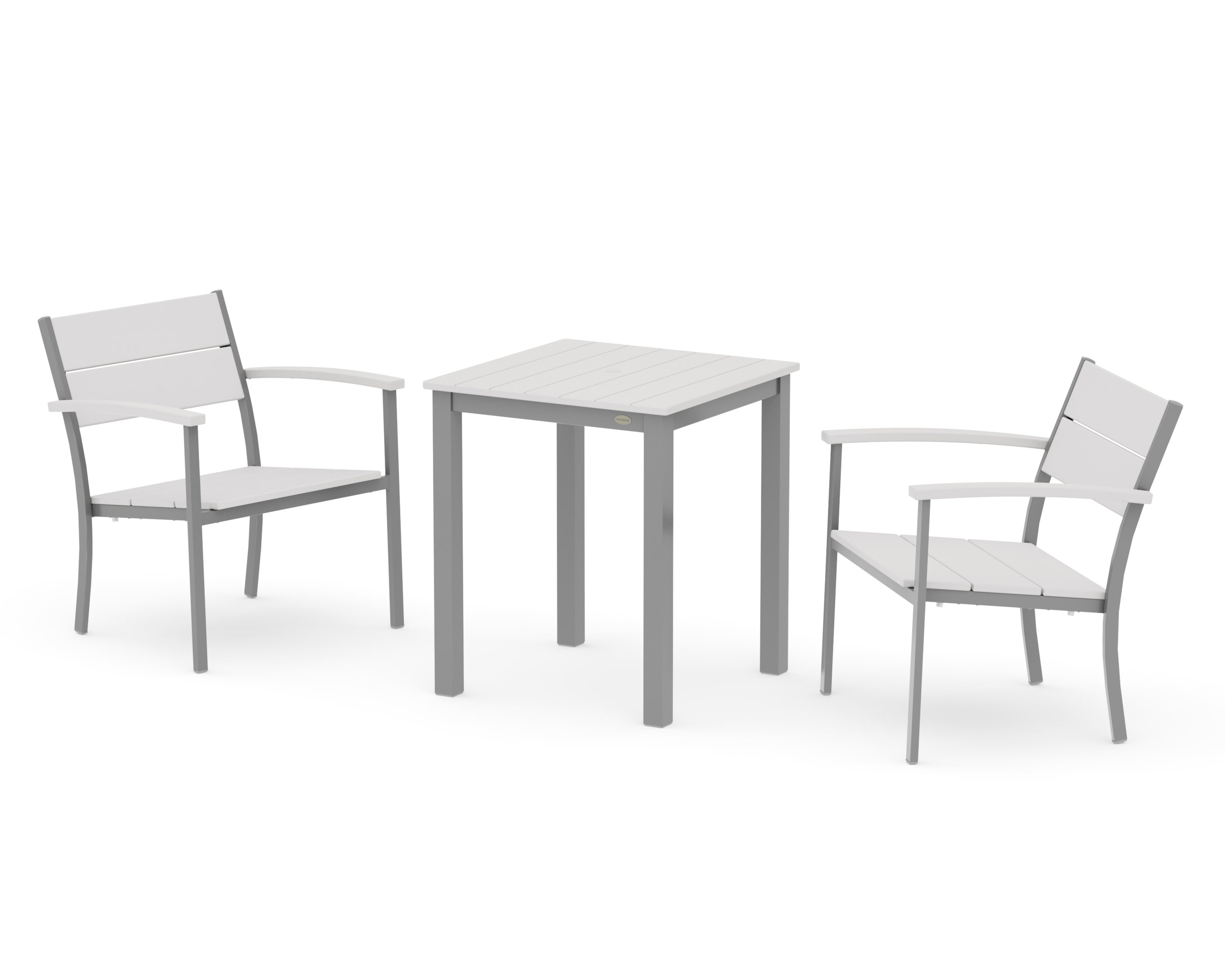 Main Street 3-Piece Square Dining Set in Silver / Vintage White