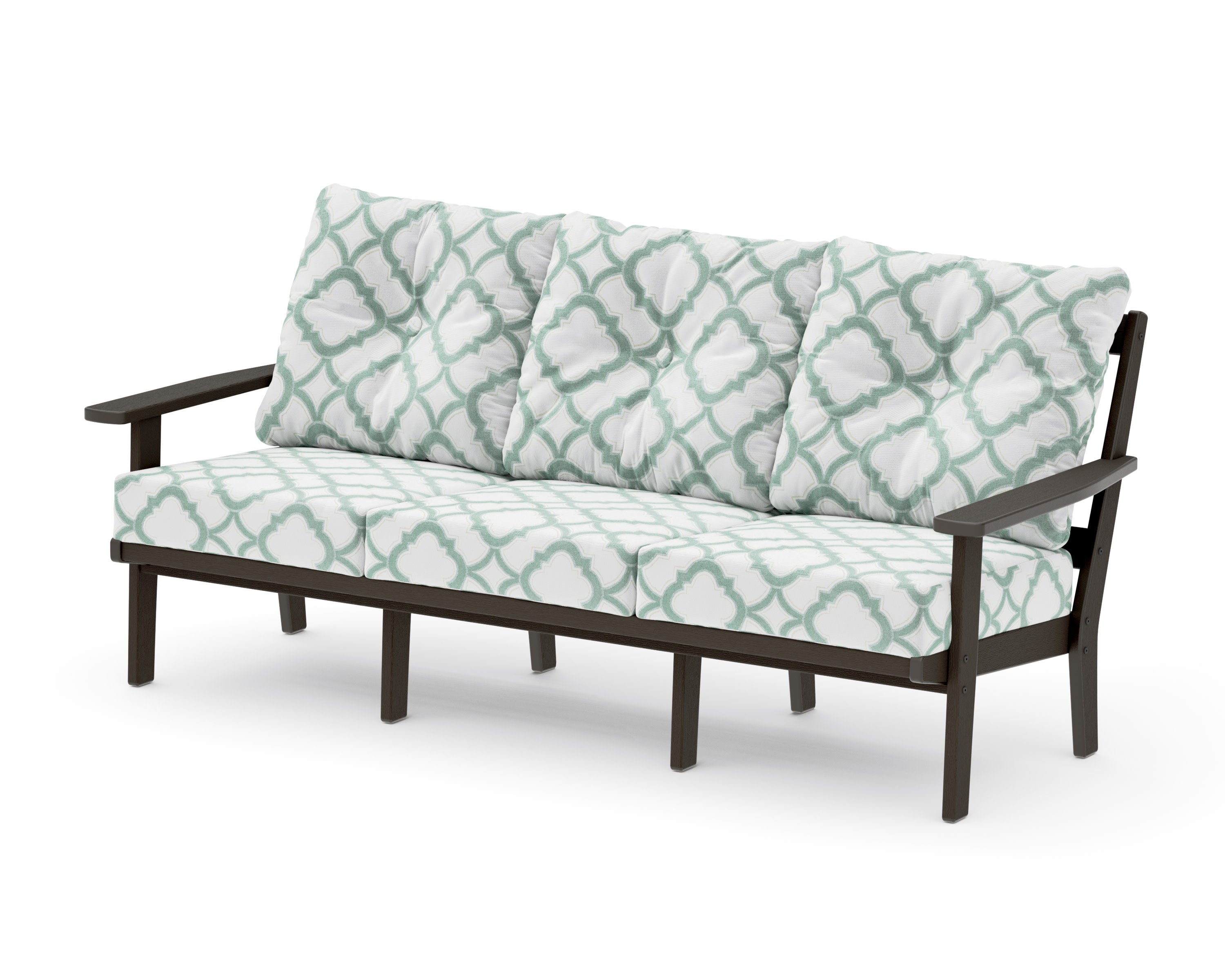 Oxford Deep Seating Sofa in Vintage Coffee / Trellis Glacier Spa