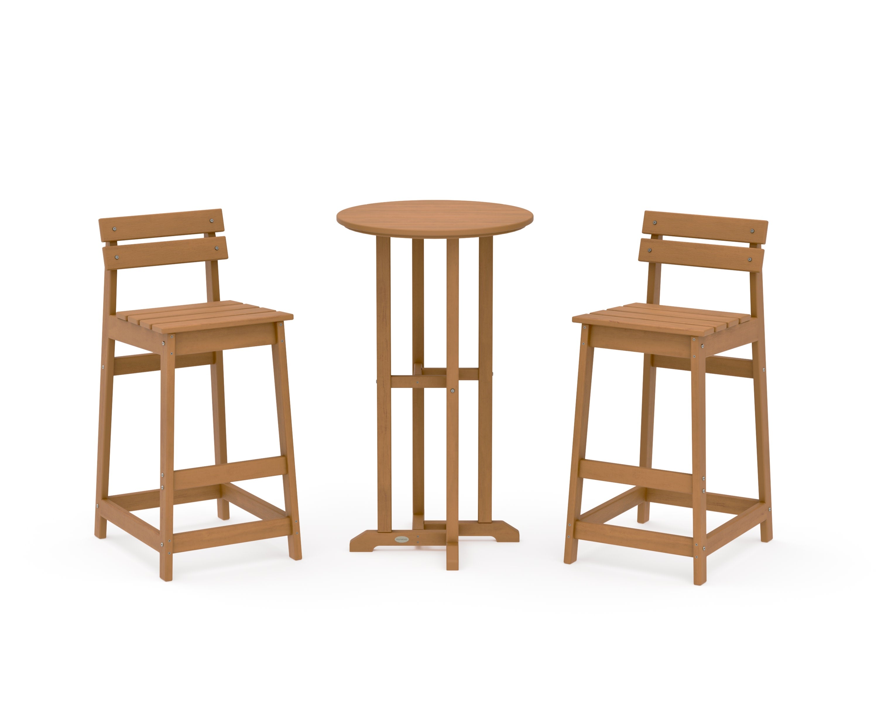 Modern Studio Plaza Lowback Bar Chair 3-Piece Bistro Set in Natural