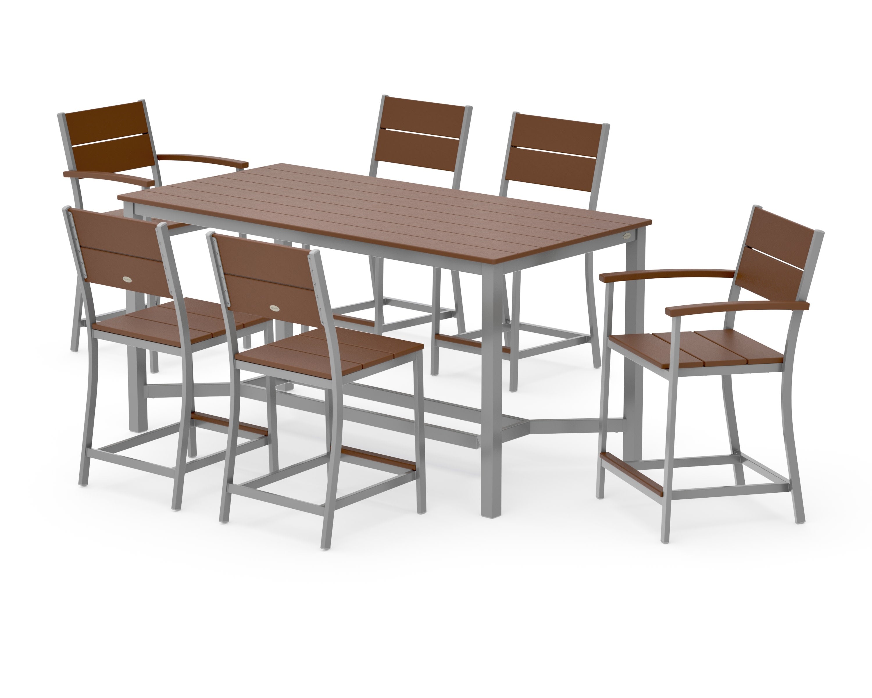 Main Street 7-Piece Counter Set in Silver / Teak
