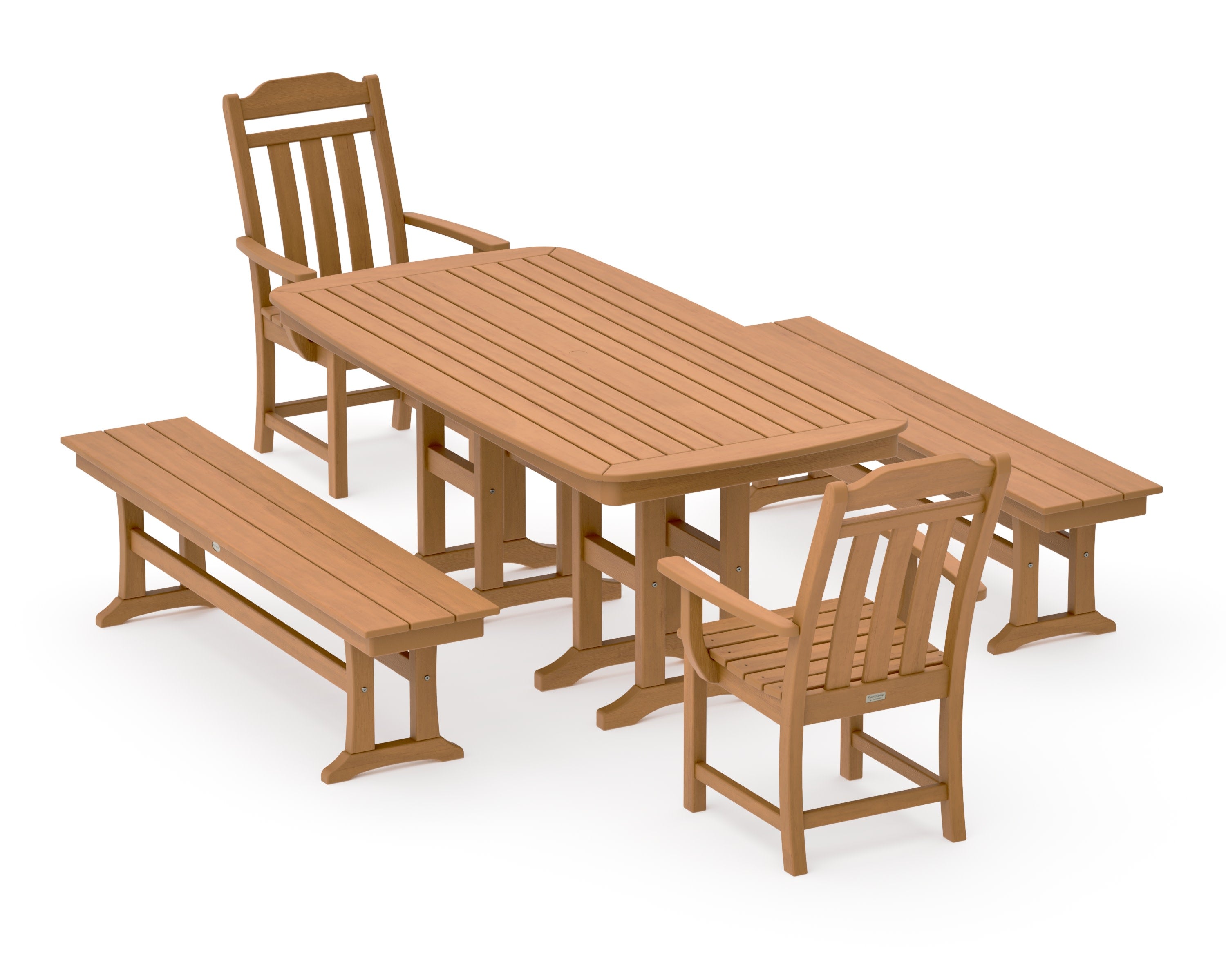 Cottage 5-Piece Dining Set with Benches in Natural