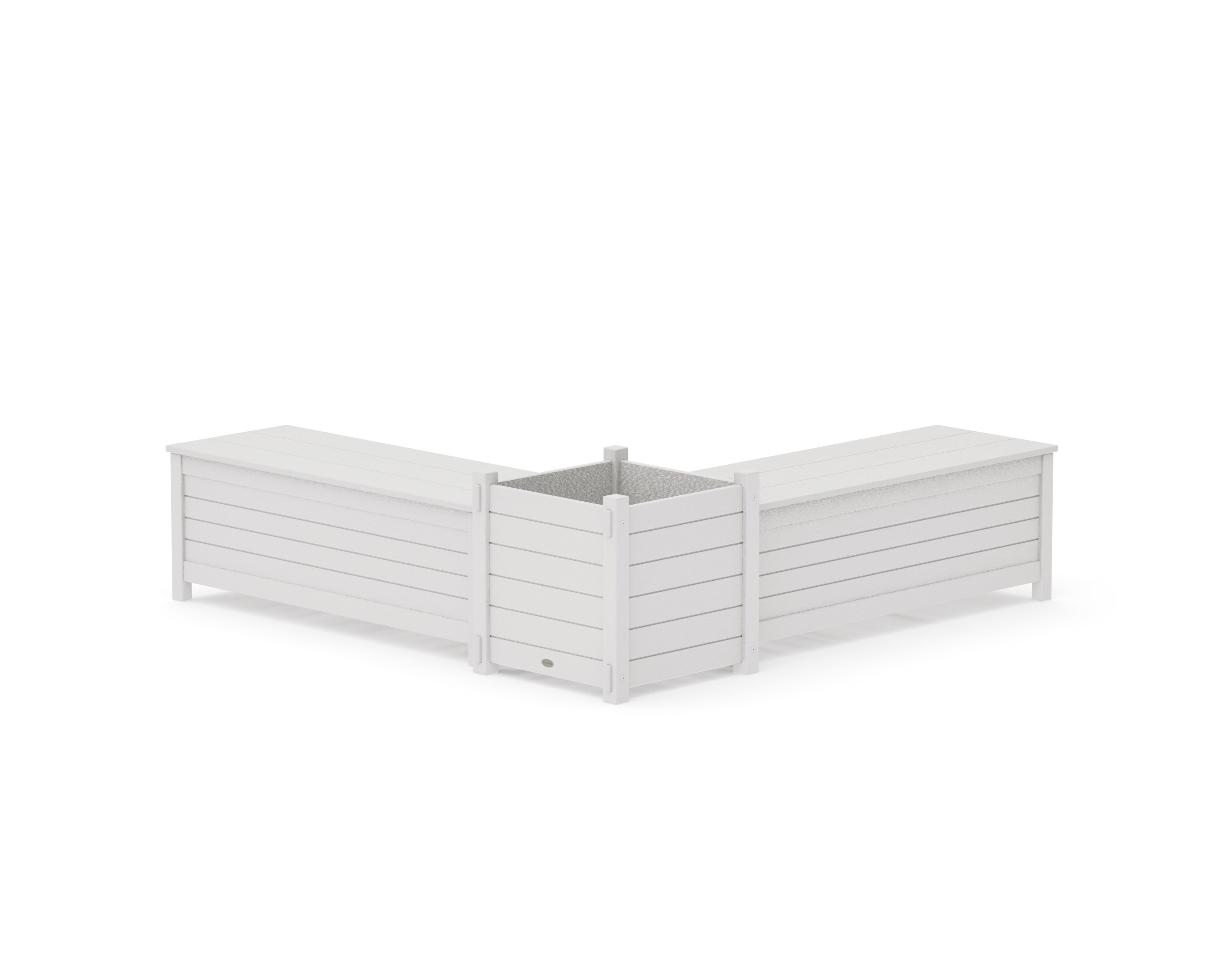 48" Nautical L- Shaped Planter Storage Bench Set- Large in Vintage White
