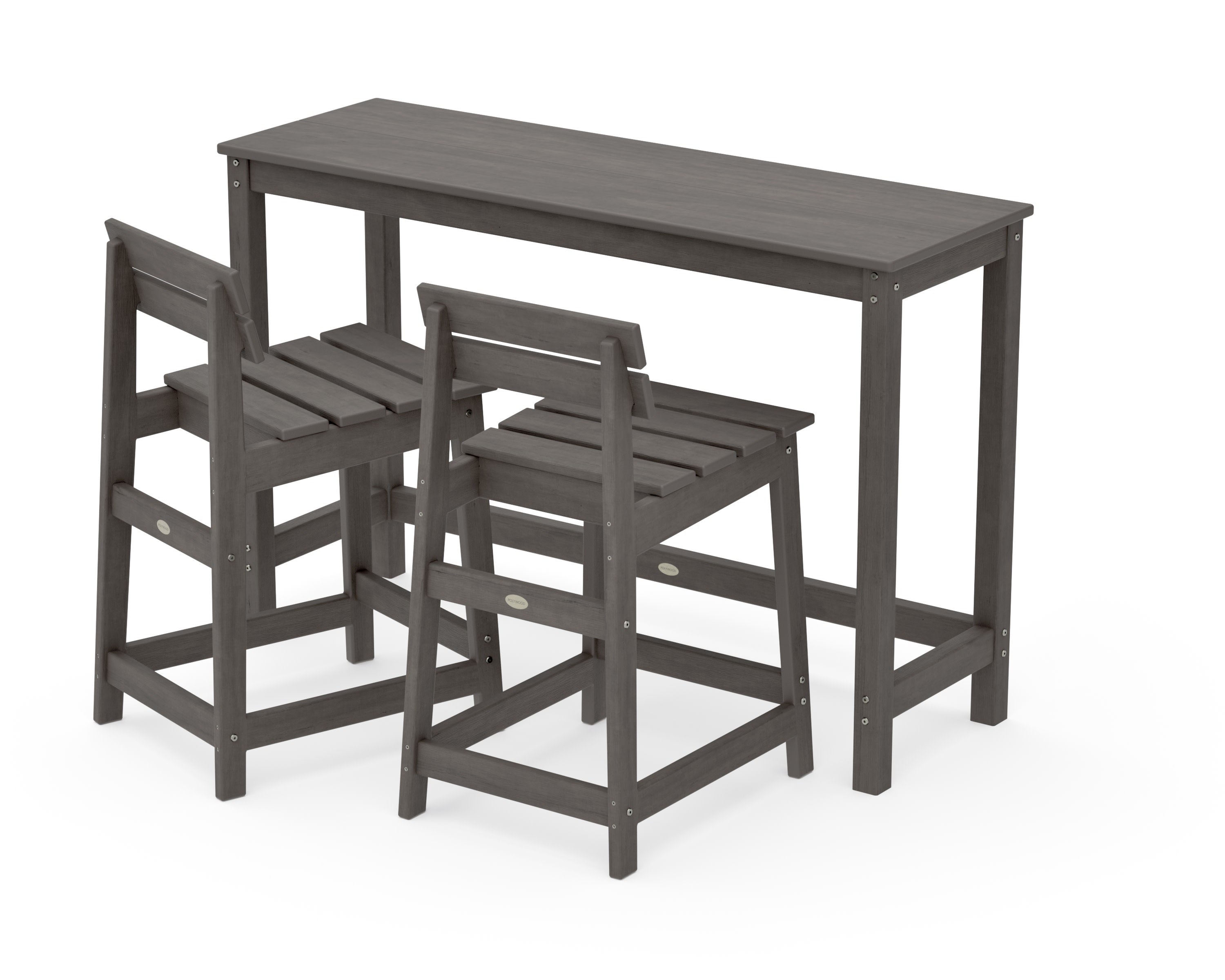 Modern Studio Plaza Lowback Counter Chair 3-Piece Balcony Set in Driftwood