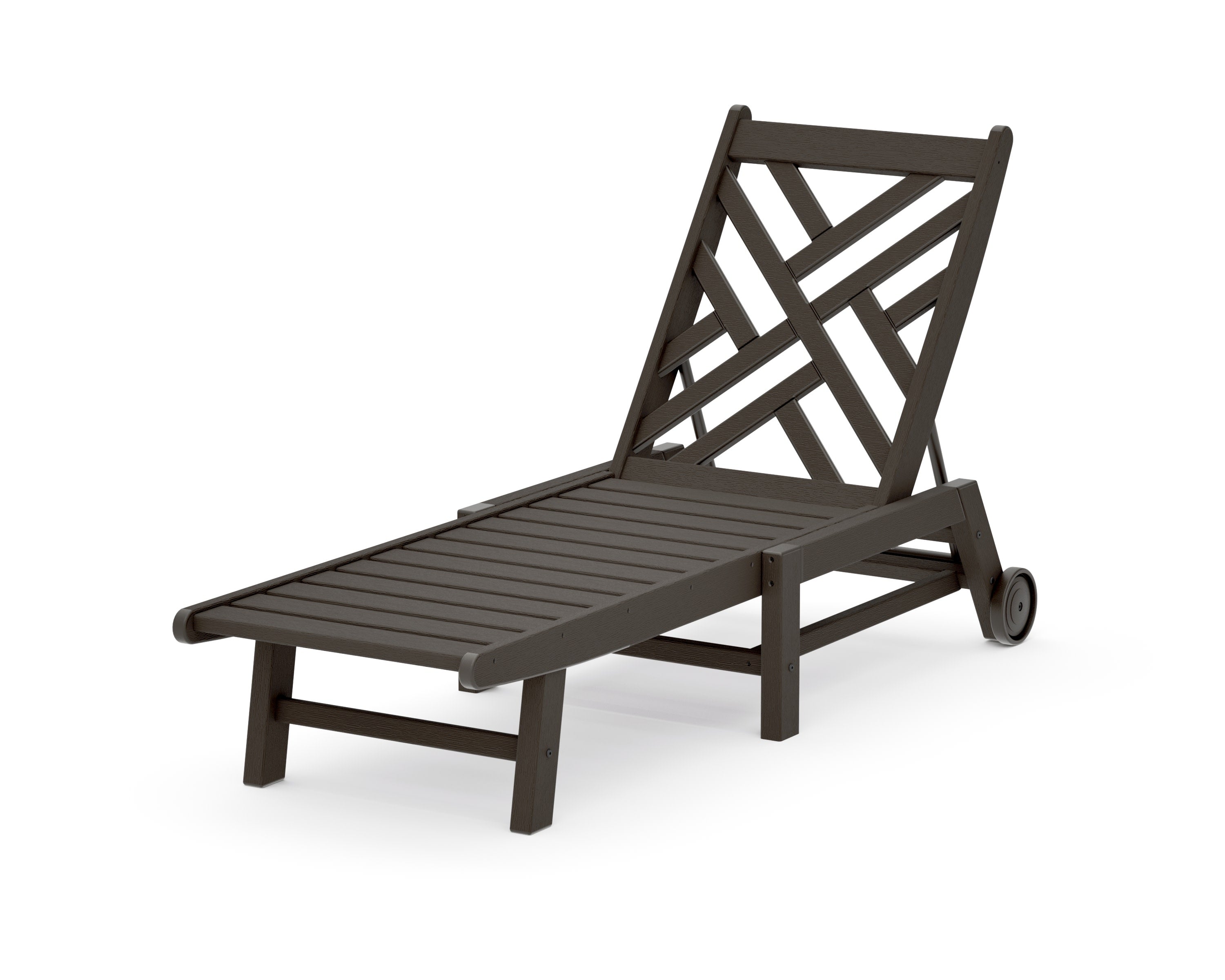 Chippendale Chaise with Wheels in Vintage Coffee