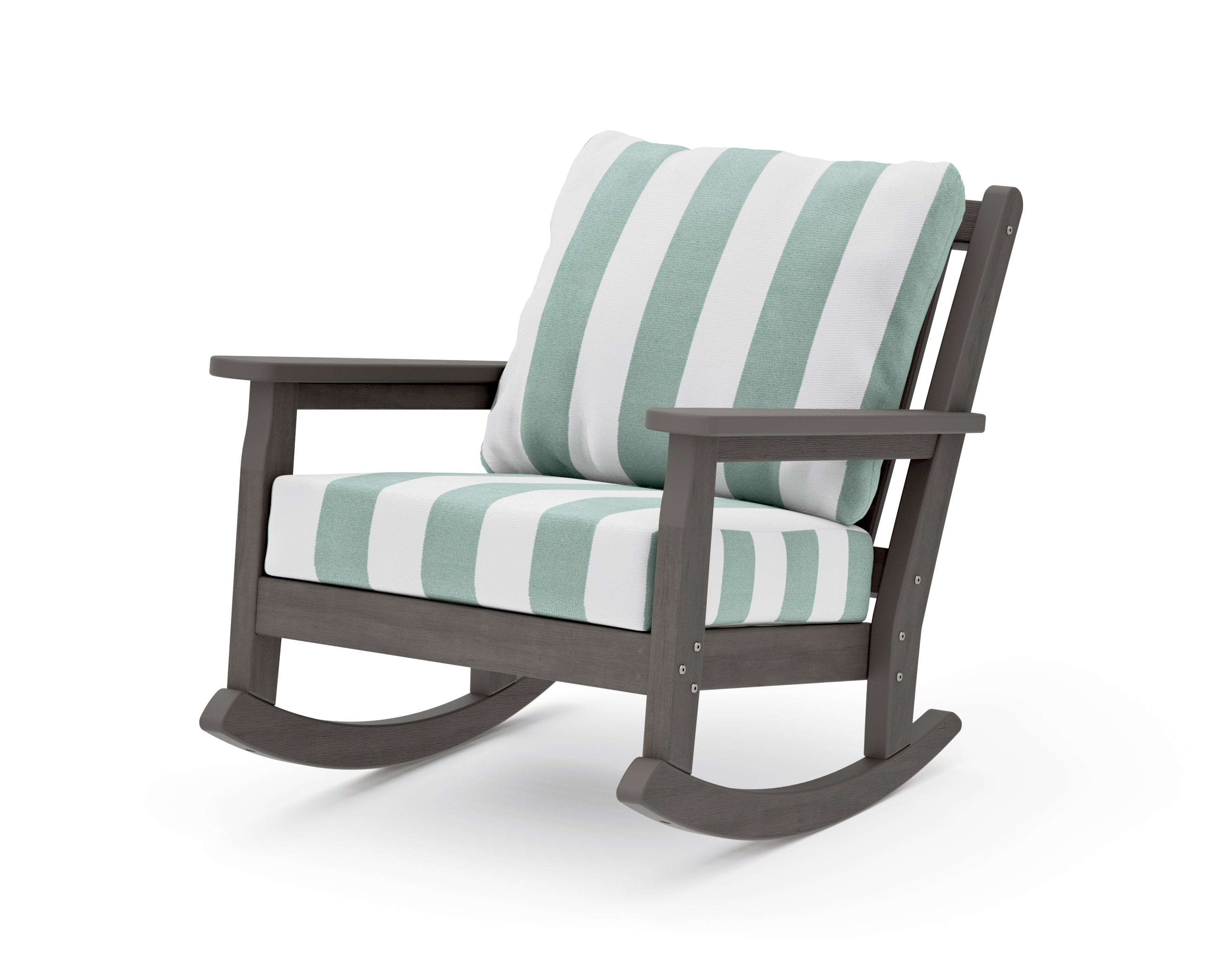 Chippendale Deep Seating Rocking Chair in Driftwood / Cabana Stripe Glacier Spa